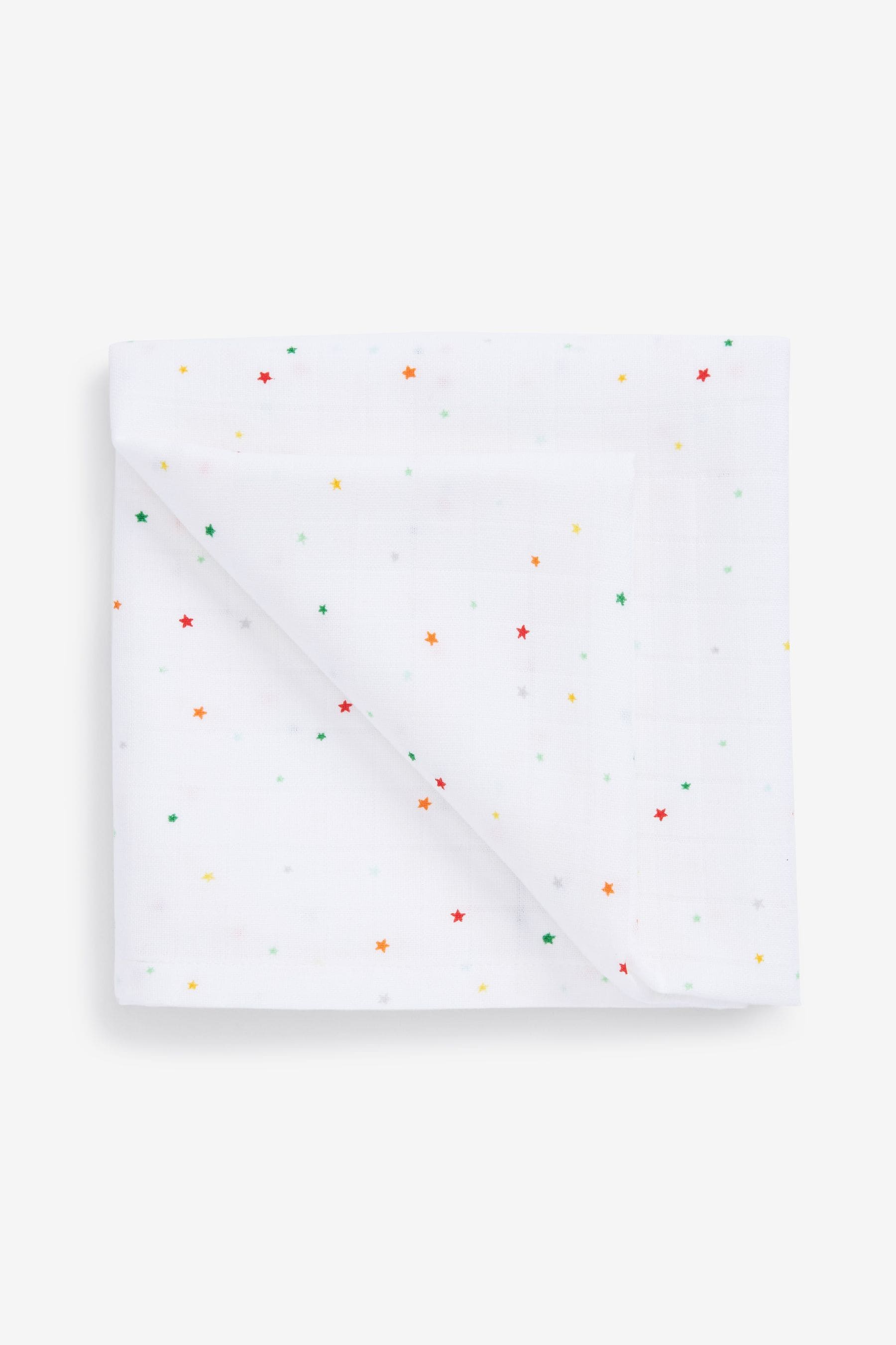 White Bright Rainbow Print Baby Muslin Squares 4 Pack