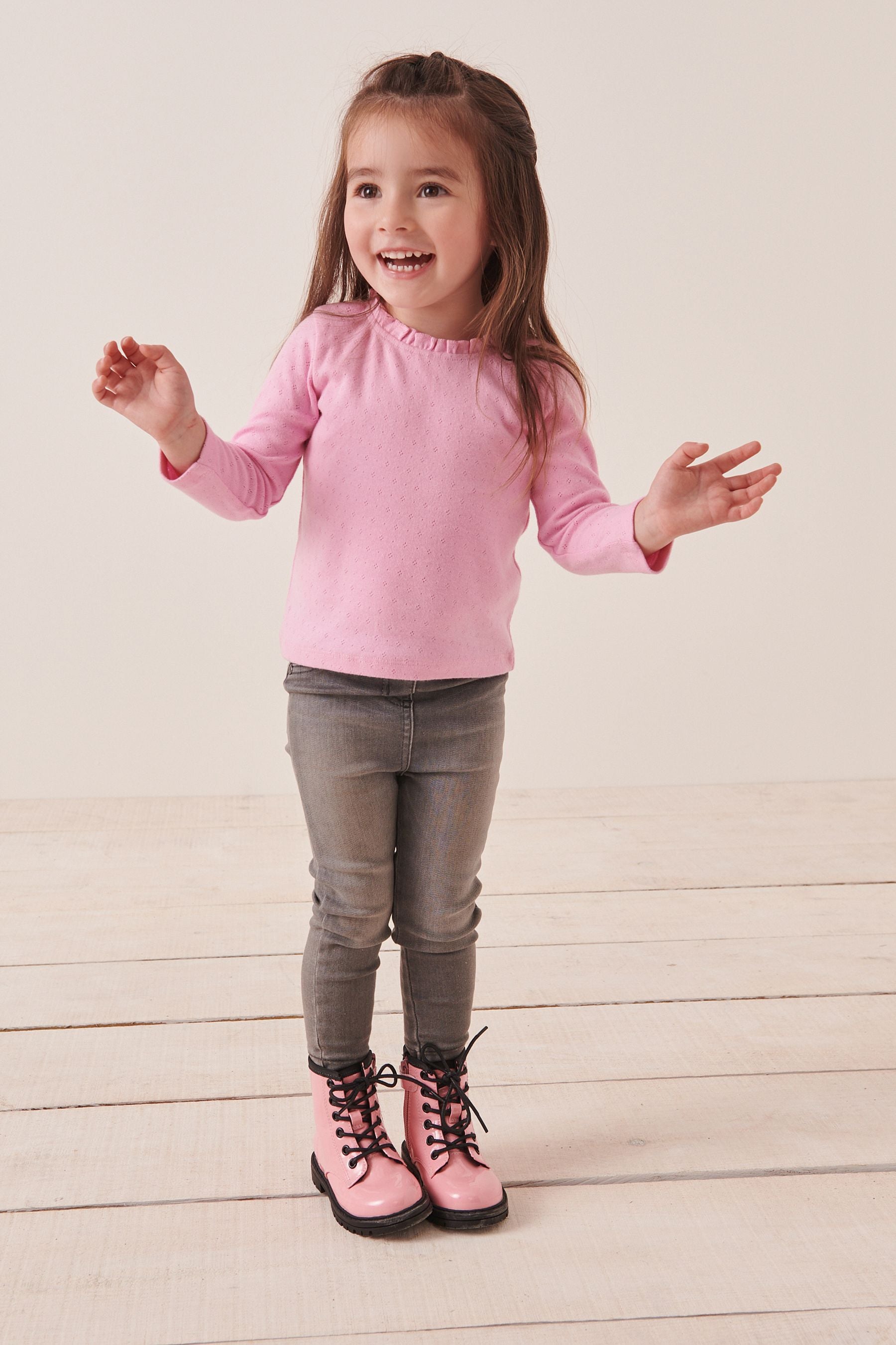 Pink Brushed Pointelle Top (3mths-7yrs)