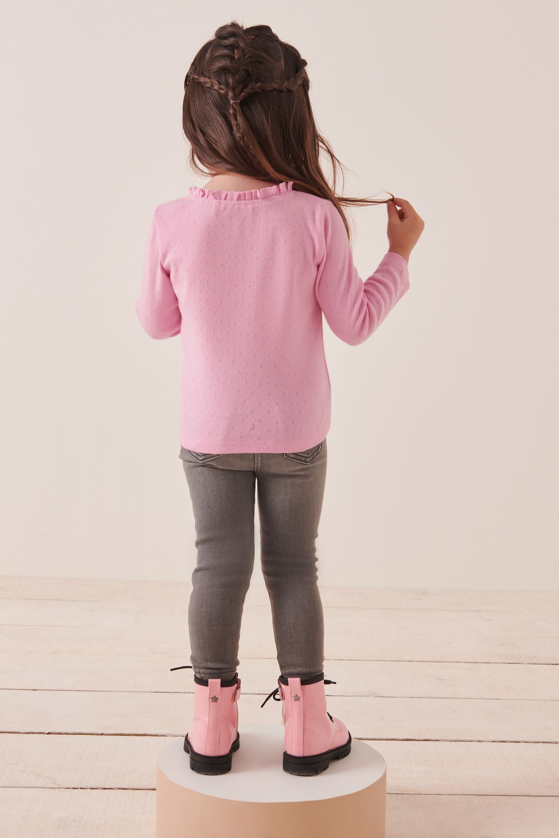 Pink Brushed Pointelle Top (3mths-7yrs)