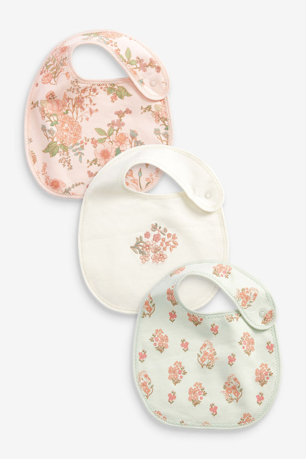 Pink/Blue Floral 3 Pack Baby Bibs