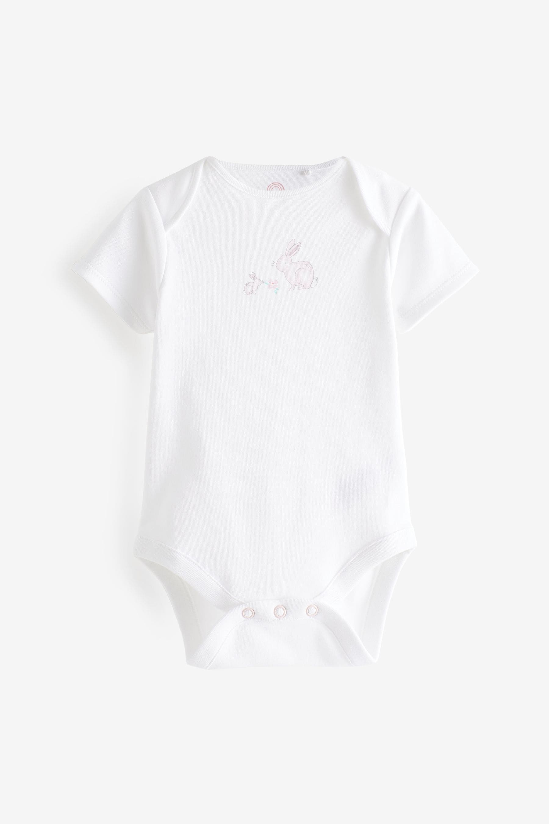 Pink/White Bunny Baby Short Sleeve Bodysuits