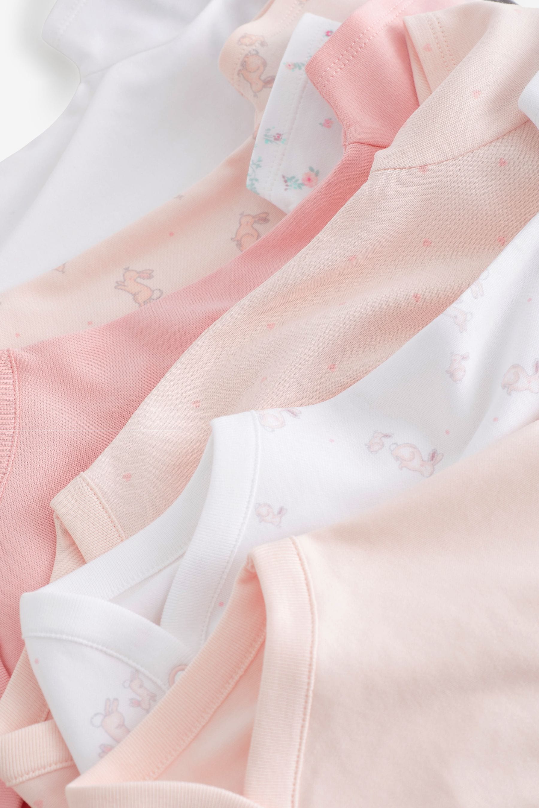 Pink/White Bunny Baby Short Sleeve Bodysuits