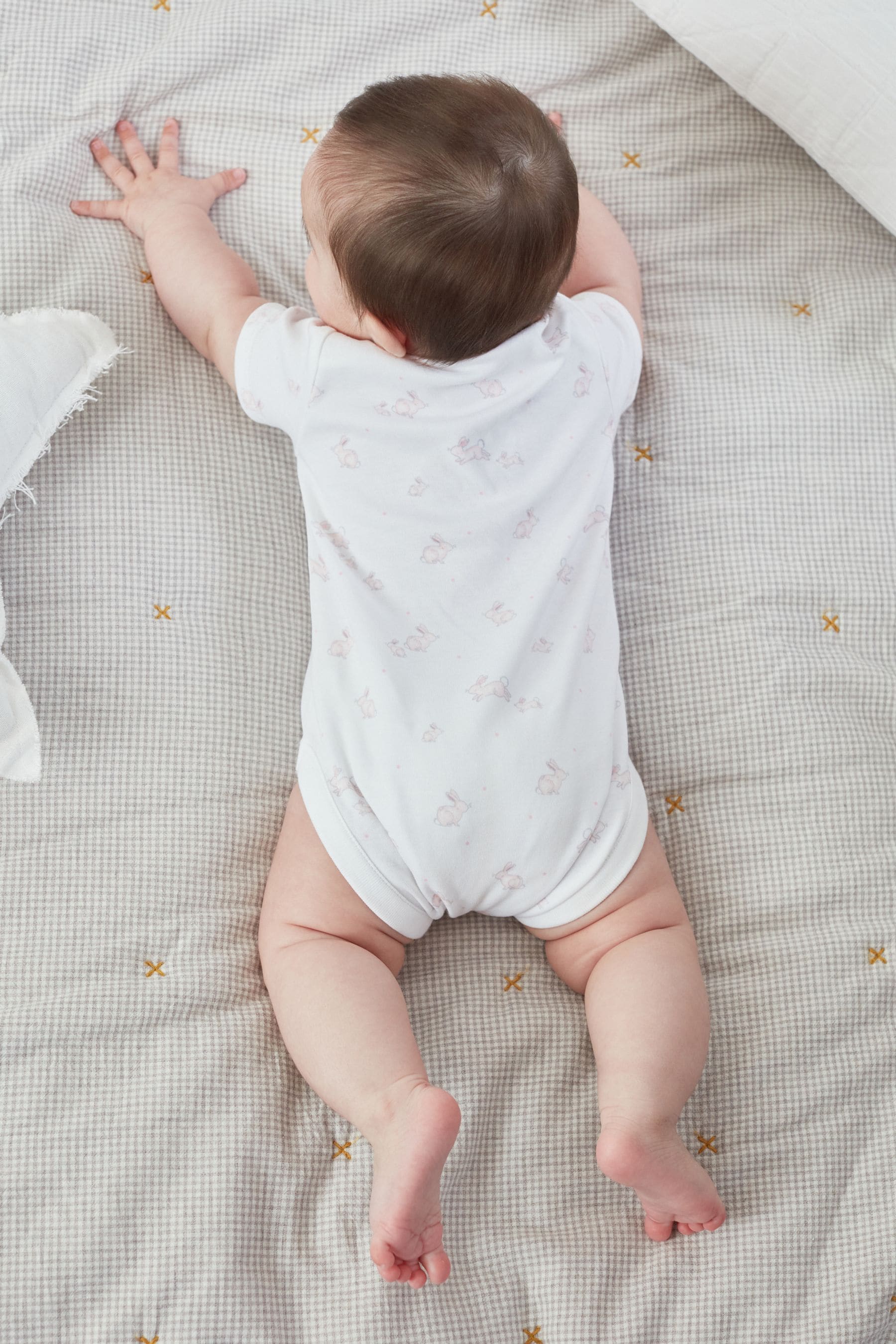 Pink/White Bunny Baby Short Sleeve Bodysuits