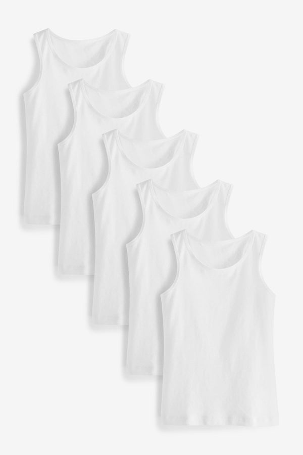 White 5 Pack Vests (1.5-16yrs)