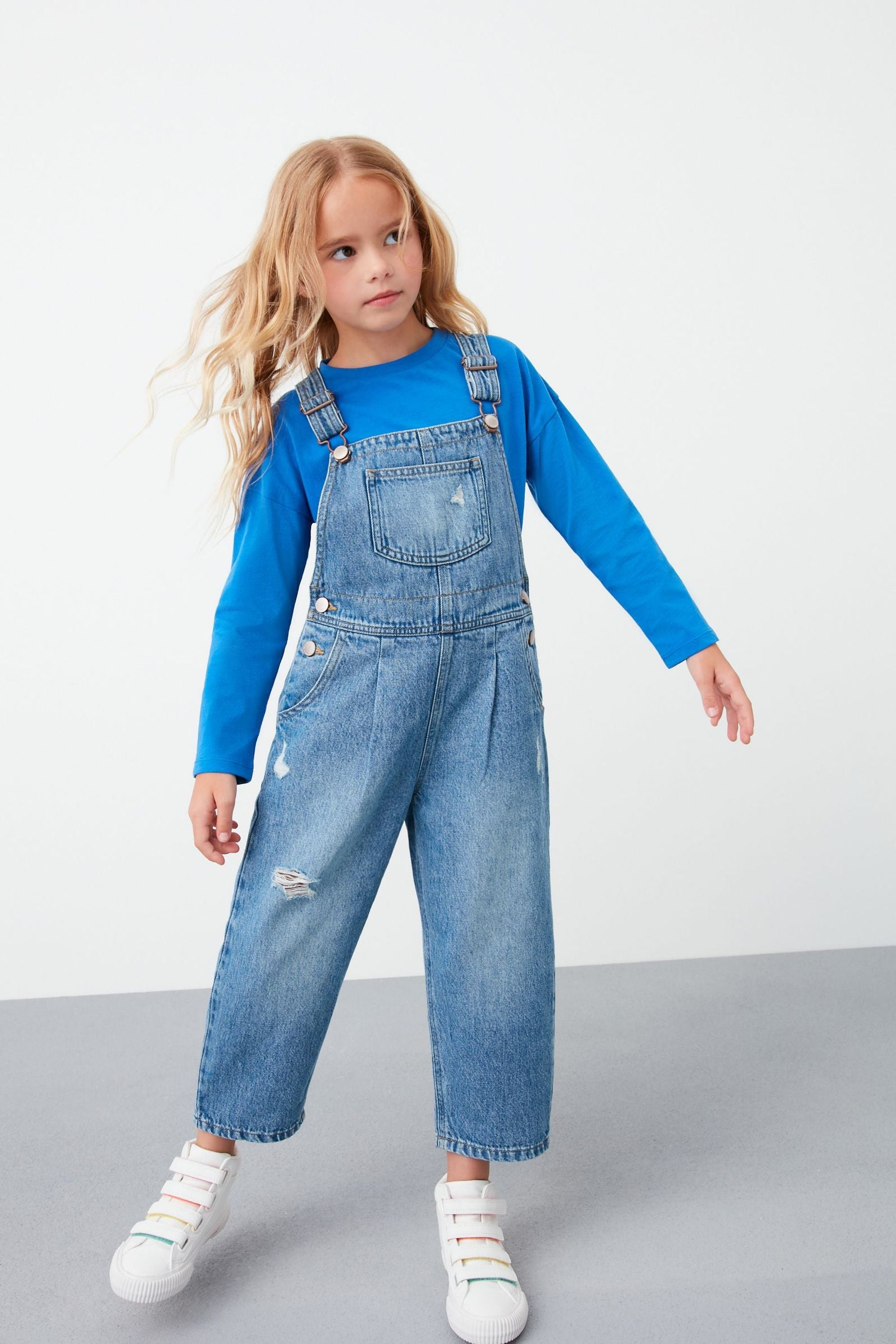 Mid Blue Denim Mom Dungarees (3-16yrs)