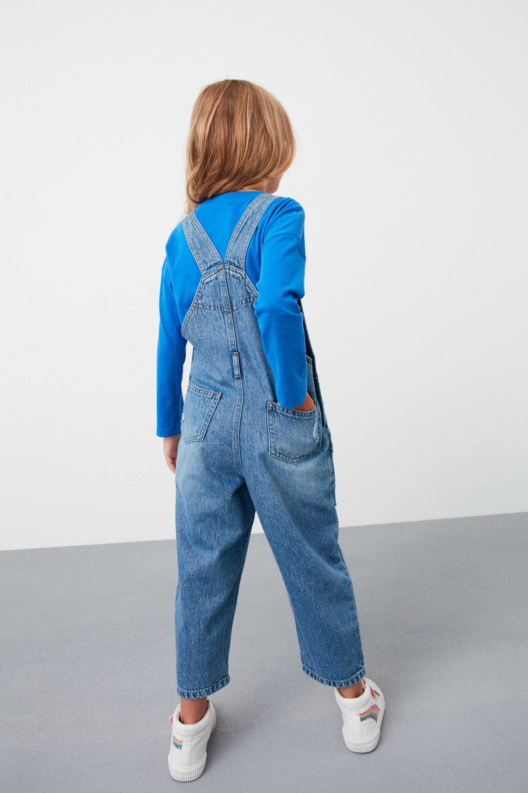 Mid Blue Denim Mom Dungarees (3-16yrs)