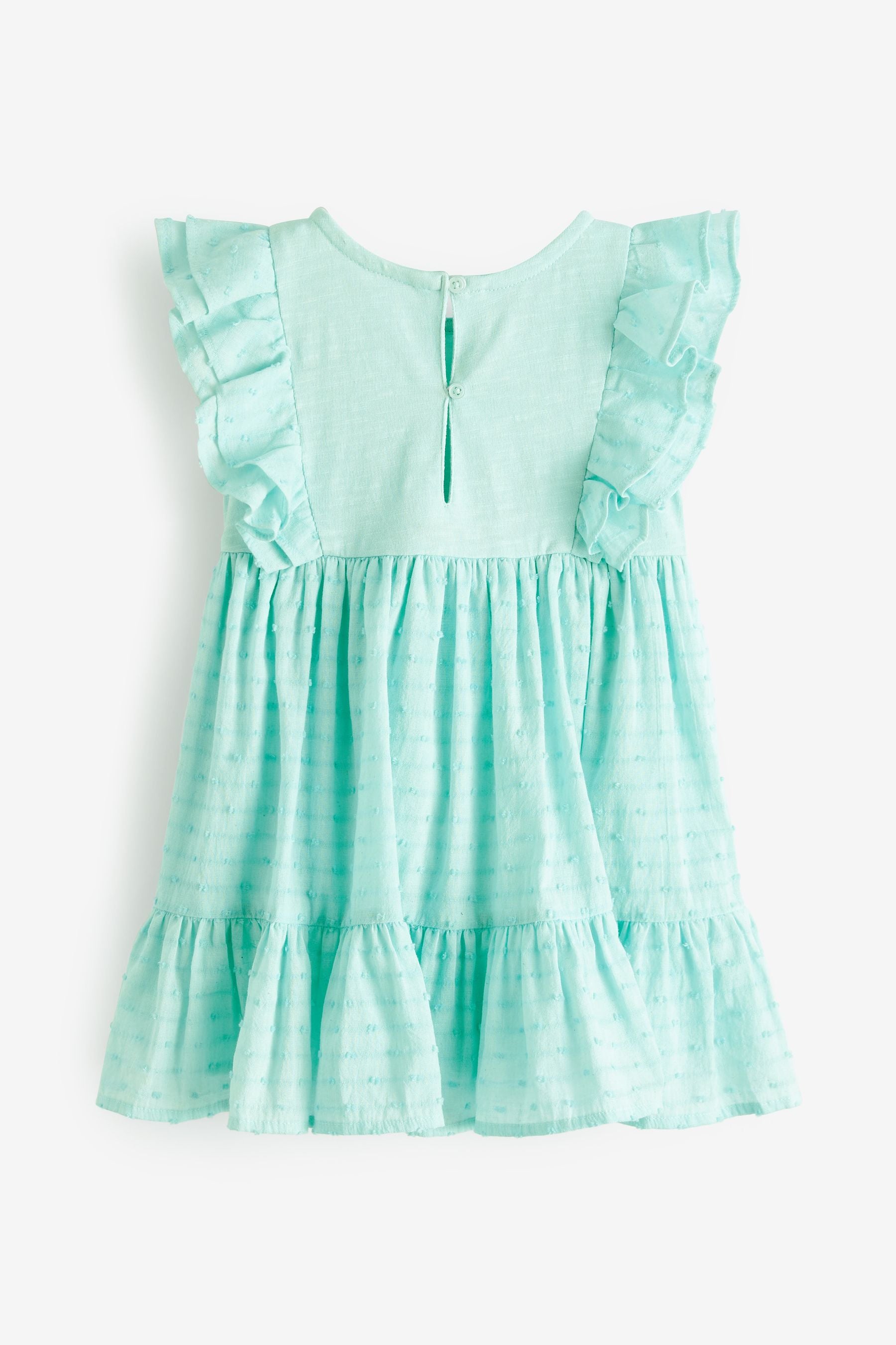 Turquoise Blue Woven And Jersey Mixed Dress (3mths-7yrs)