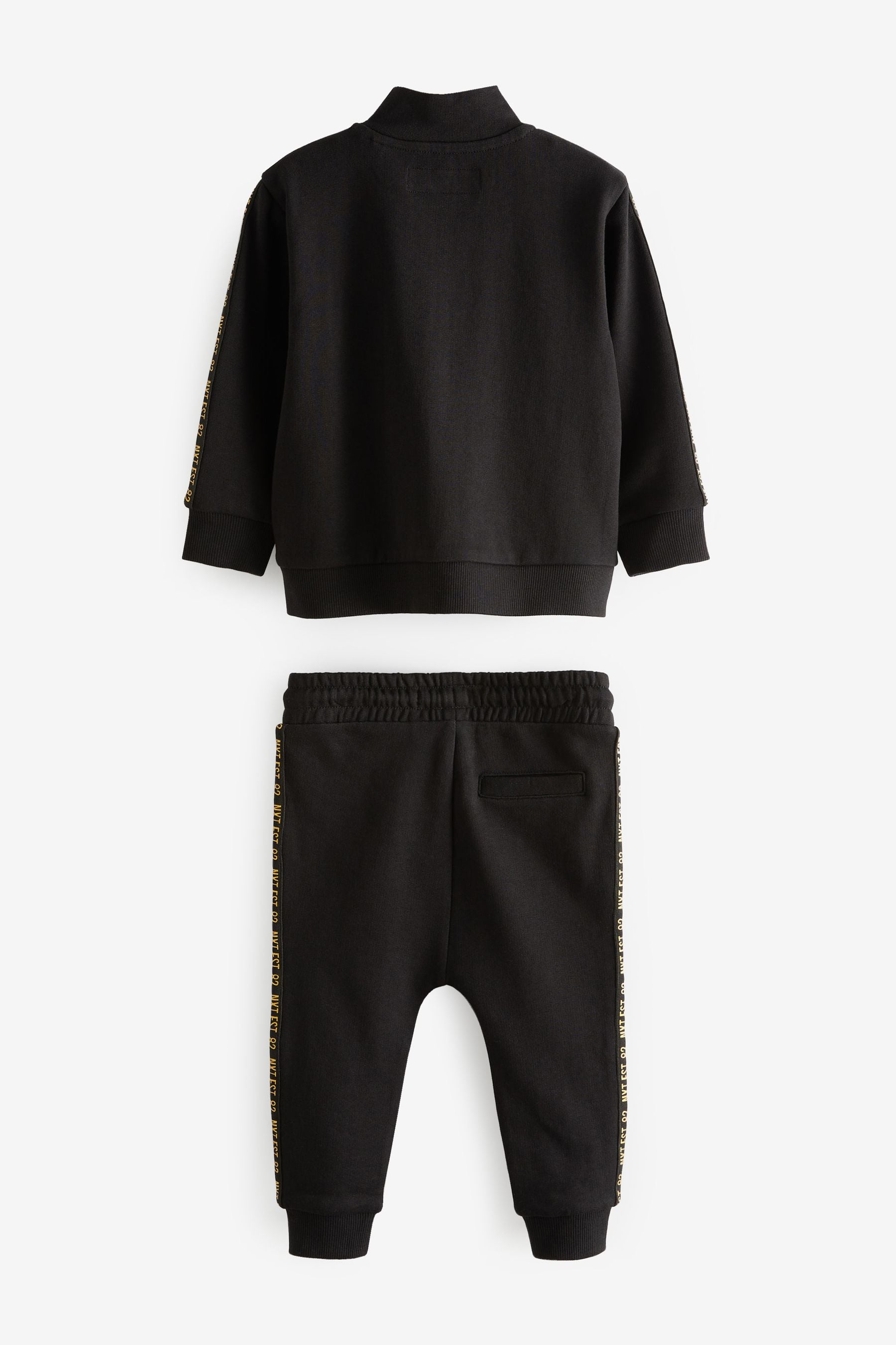 Black Gold Tape Funnel Neck Zip Through and Joggers Set (3mths-7yrs)