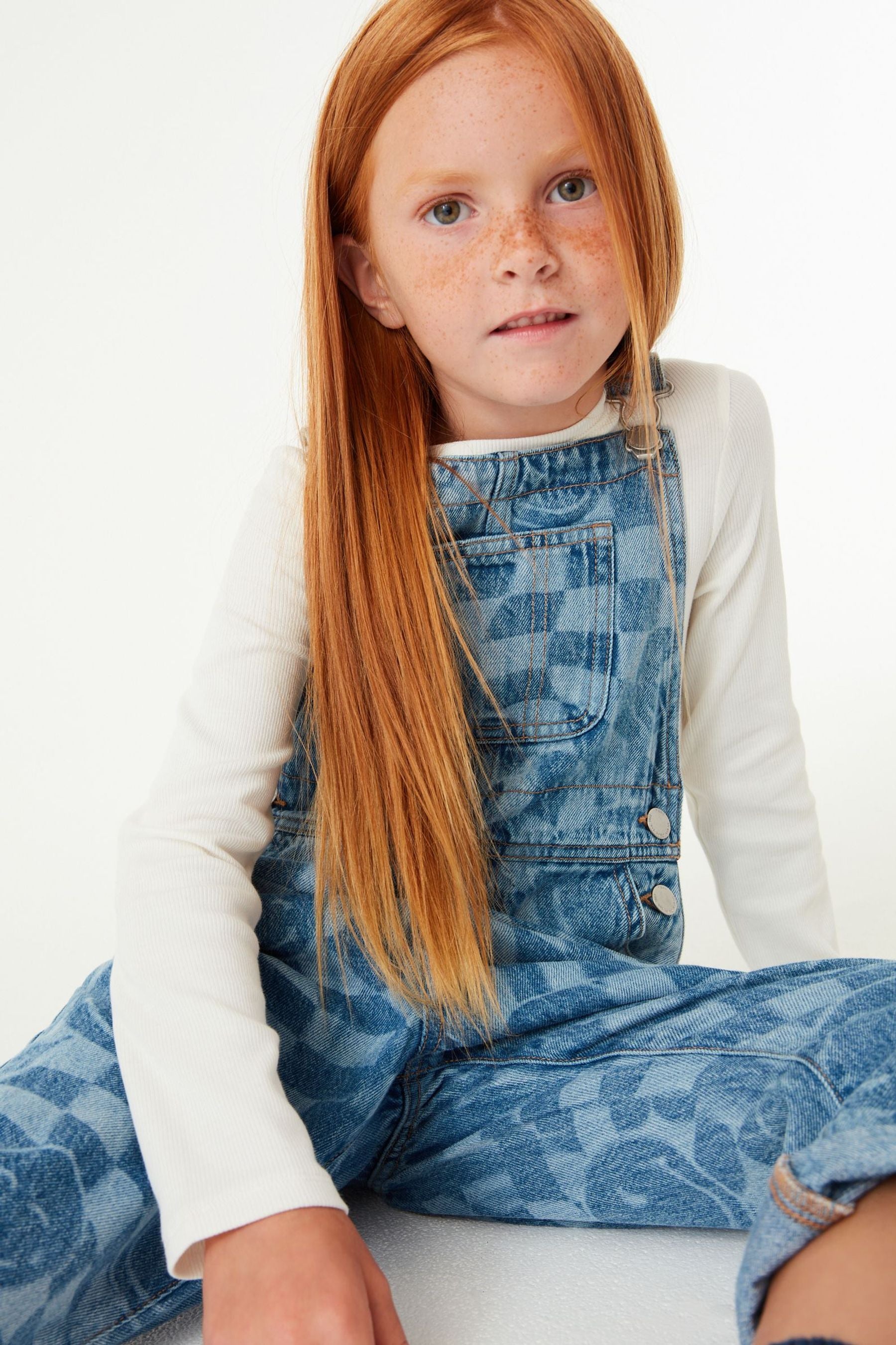 Mid Blue Denim SmileyWorld Printed Dungarees (3-16yrs)