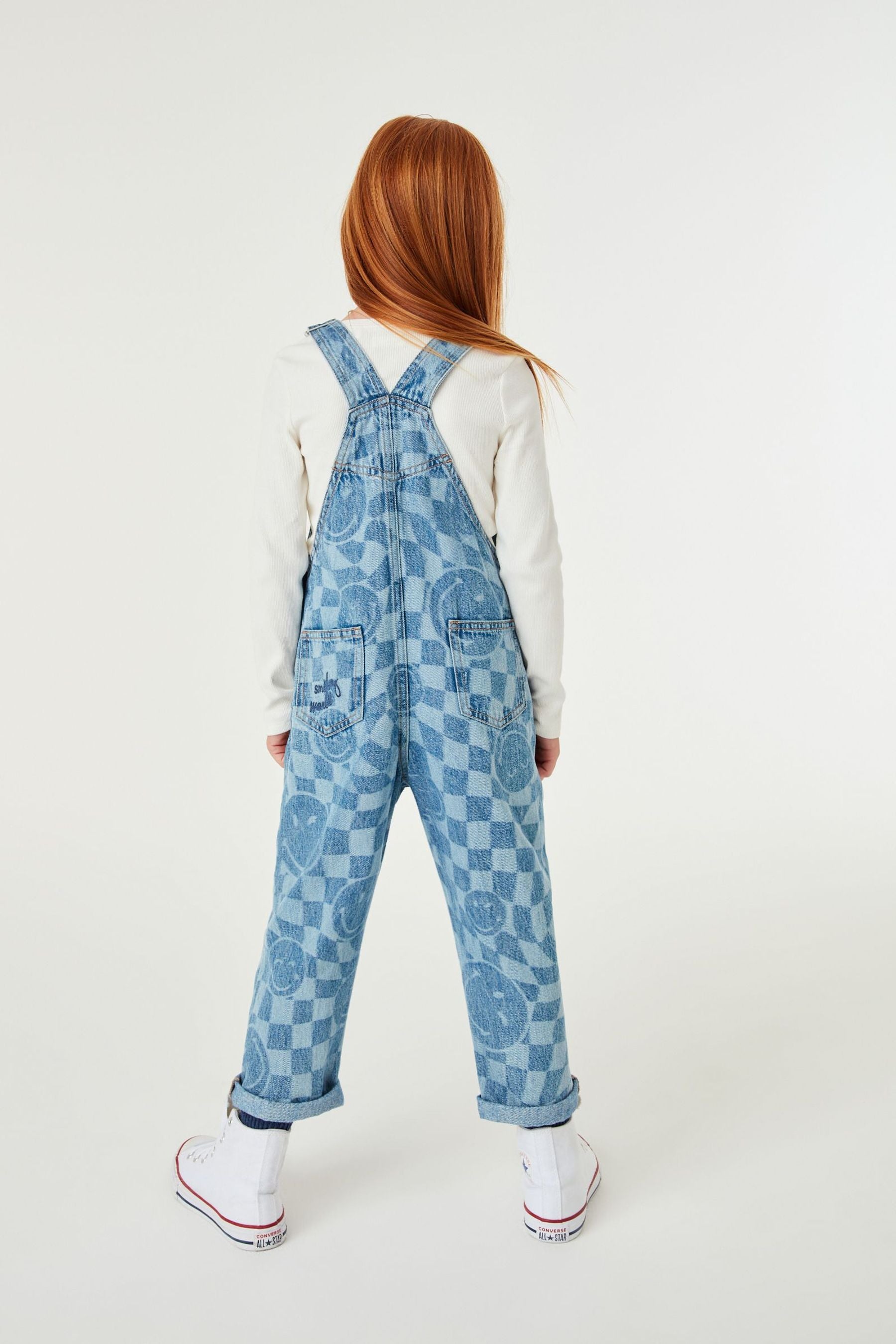 Mid Blue Denim SmileyWorld Printed Dungarees (3-16yrs)