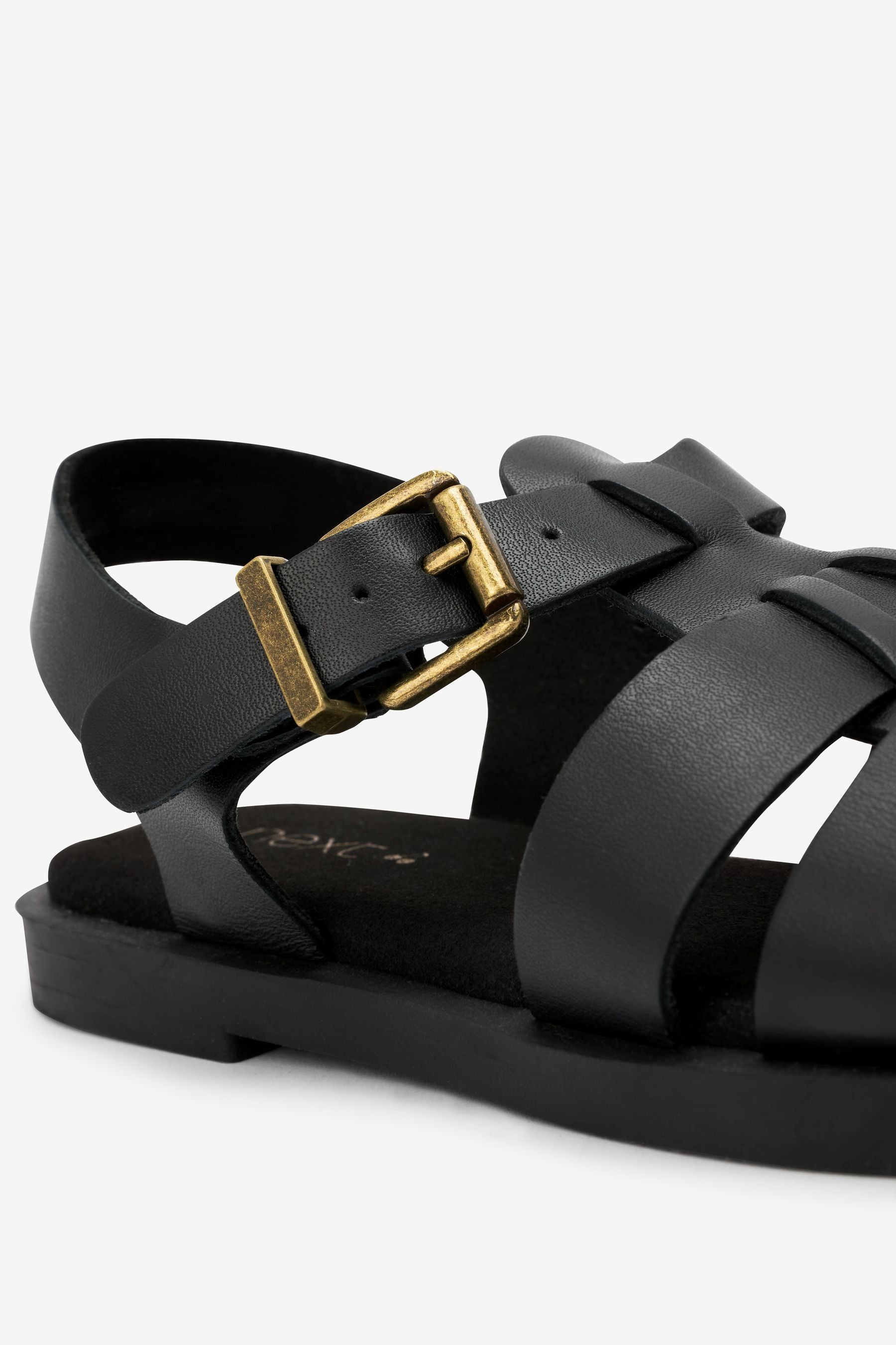 Black Leather Fisherman Sandals