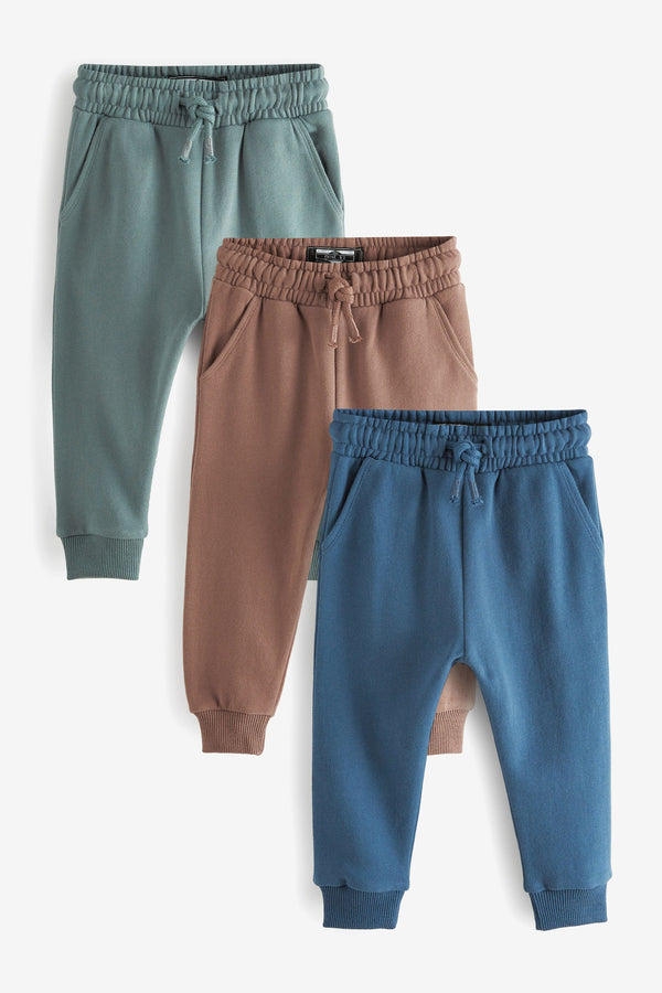 Blue/Brown 3 Pack Soft Touch Joggers (3mths-7yrs)