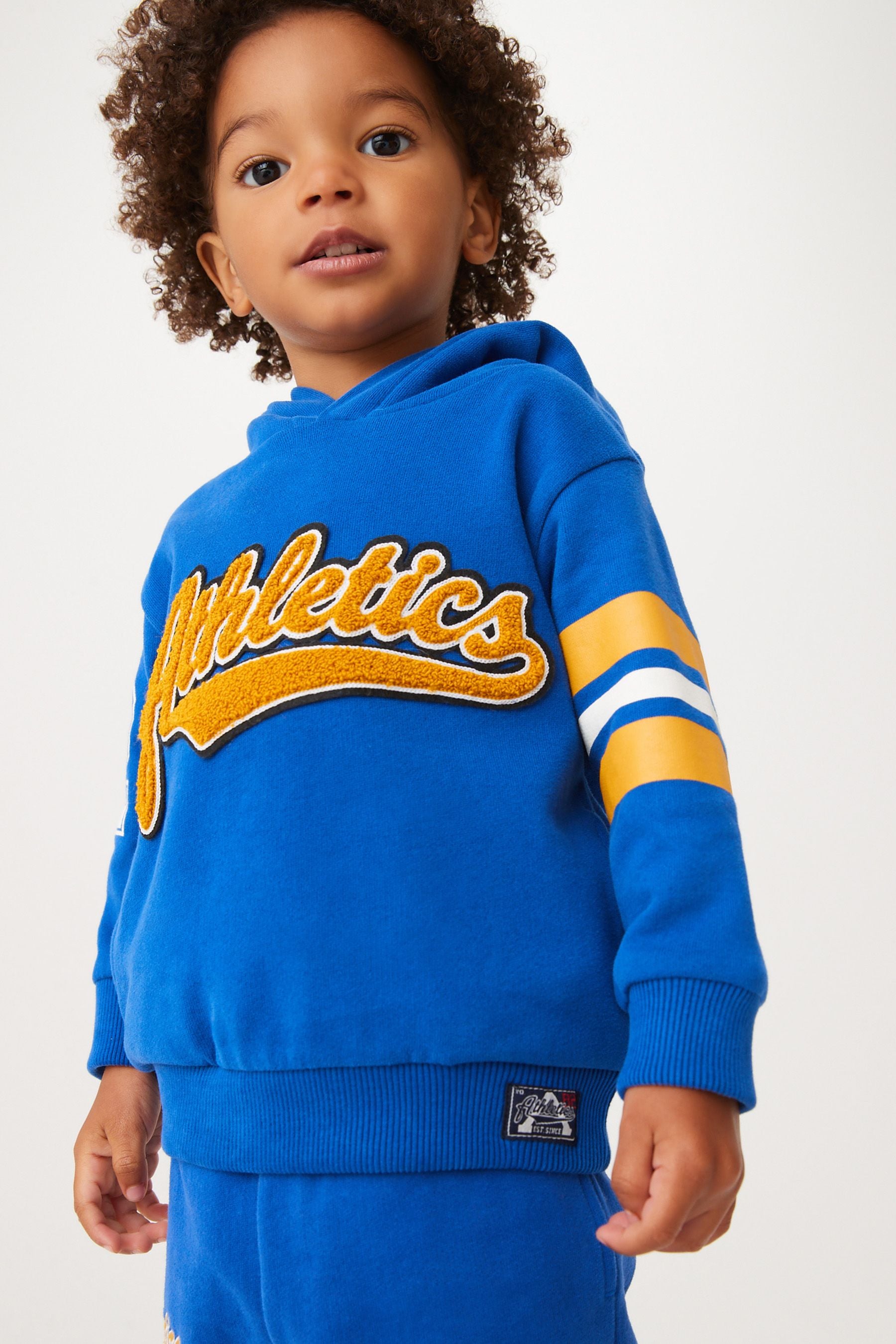 Blue Varsity Long Sleeve Jersey Hoodie (3mths-7yrs)