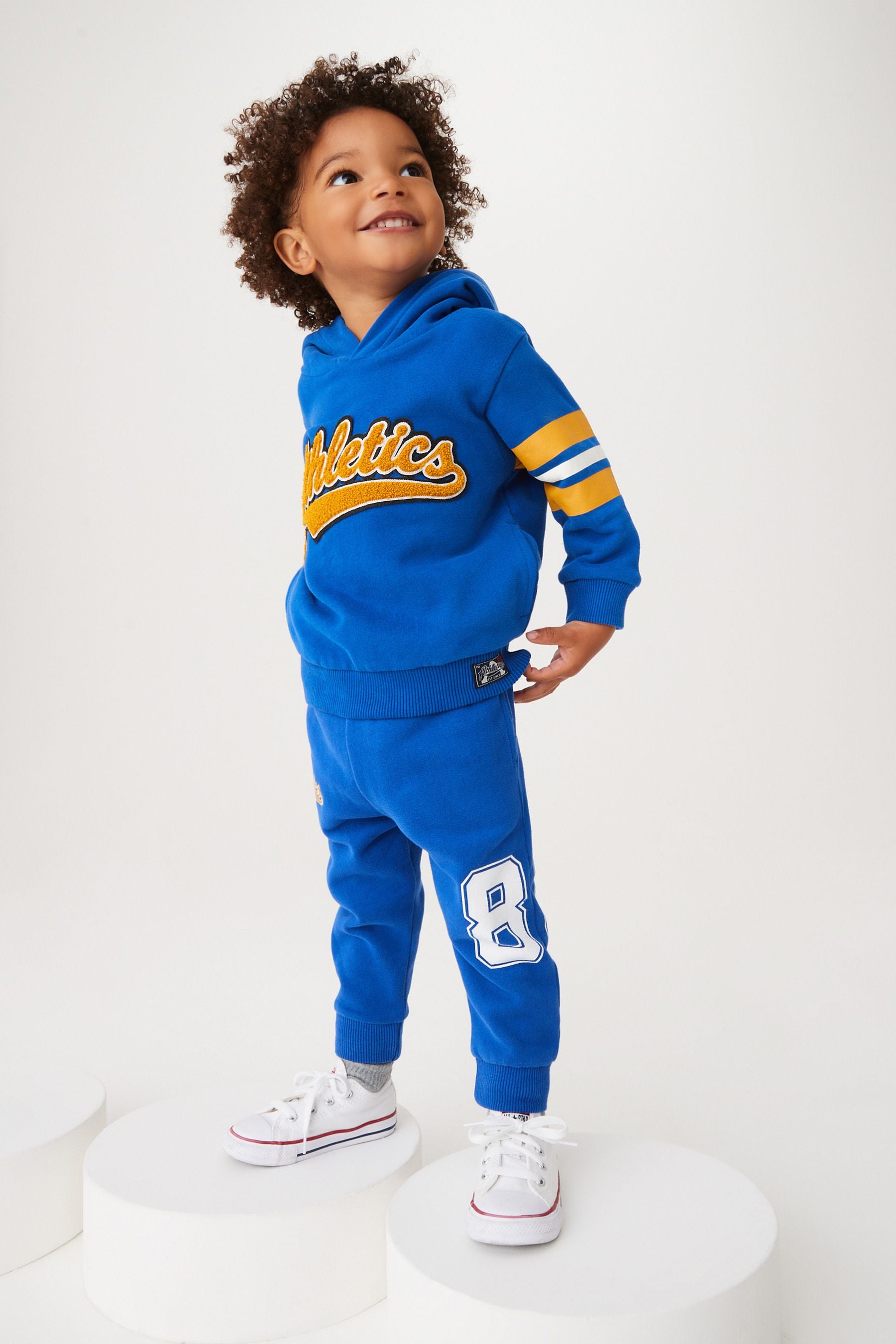 Blue Varsity Long Sleeve Jersey Hoodie (3mths-7yrs)