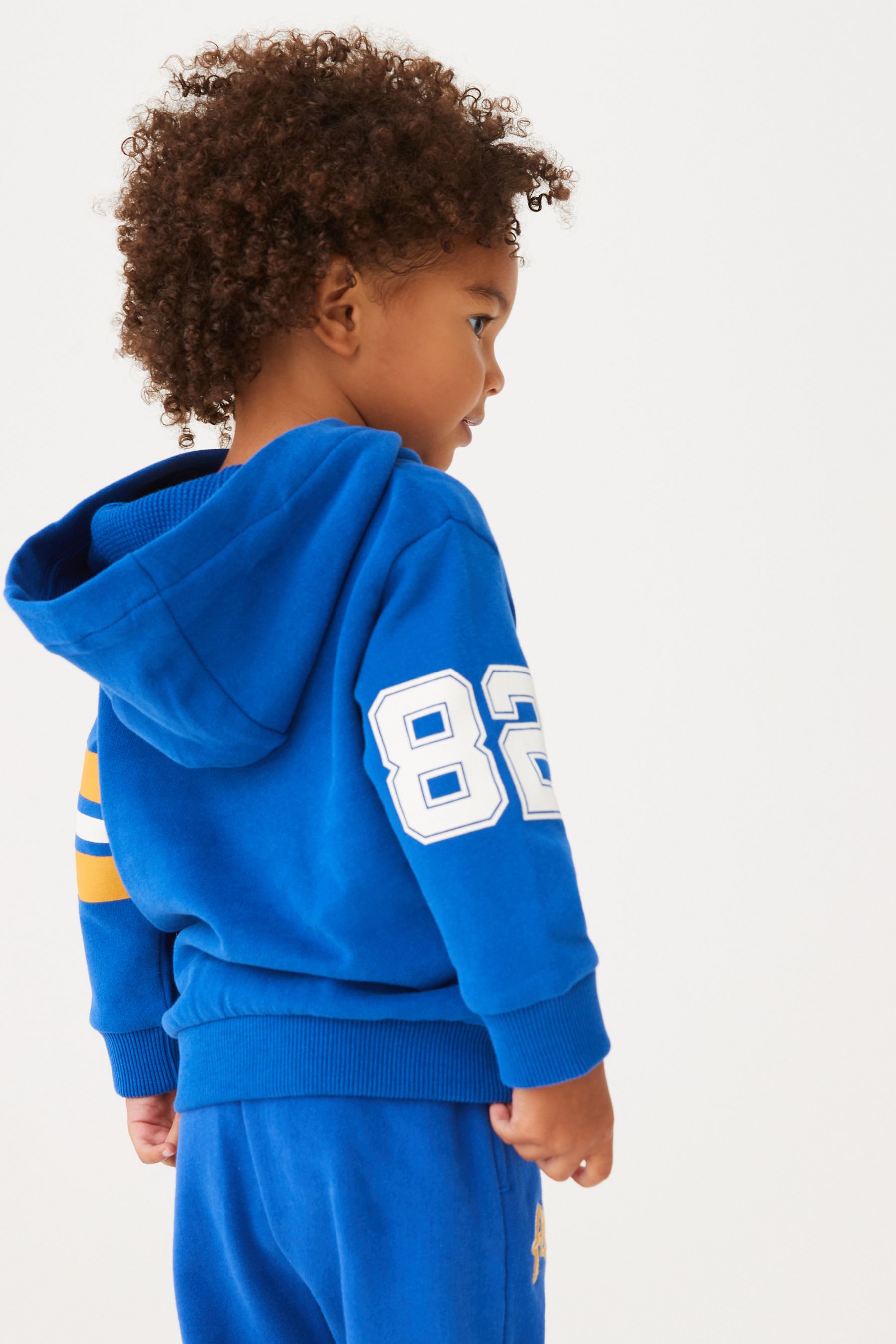 Blue Varsity Long Sleeve Jersey Hoodie (3mths-7yrs)