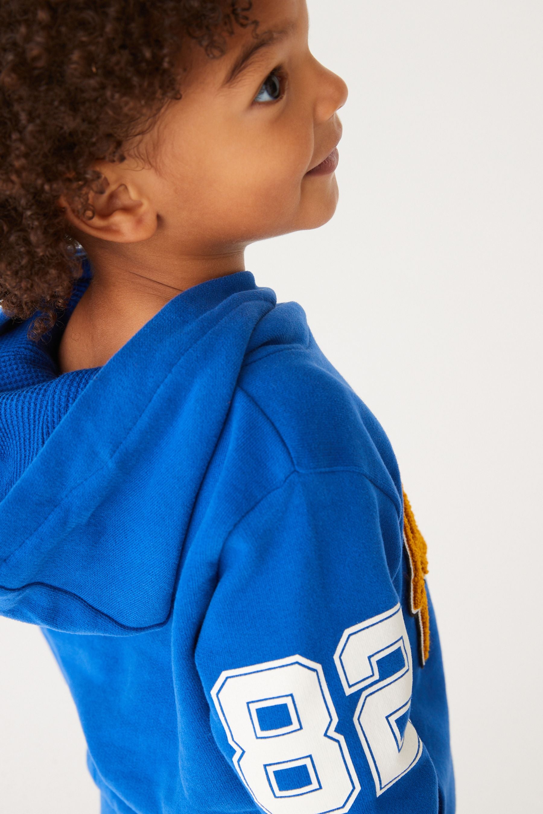 Blue Varsity Long Sleeve Jersey Hoodie (3mths-7yrs)