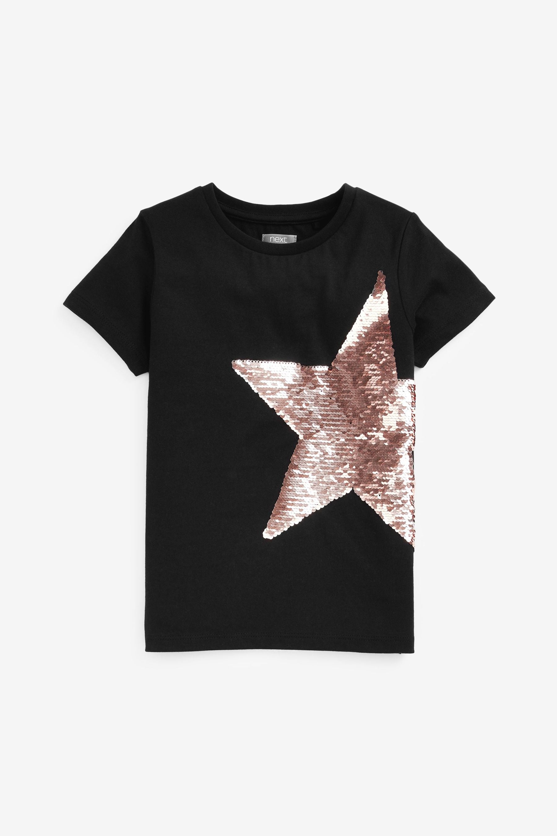 Black/Gold Sequin Star T-Shirt (3-16yrs)