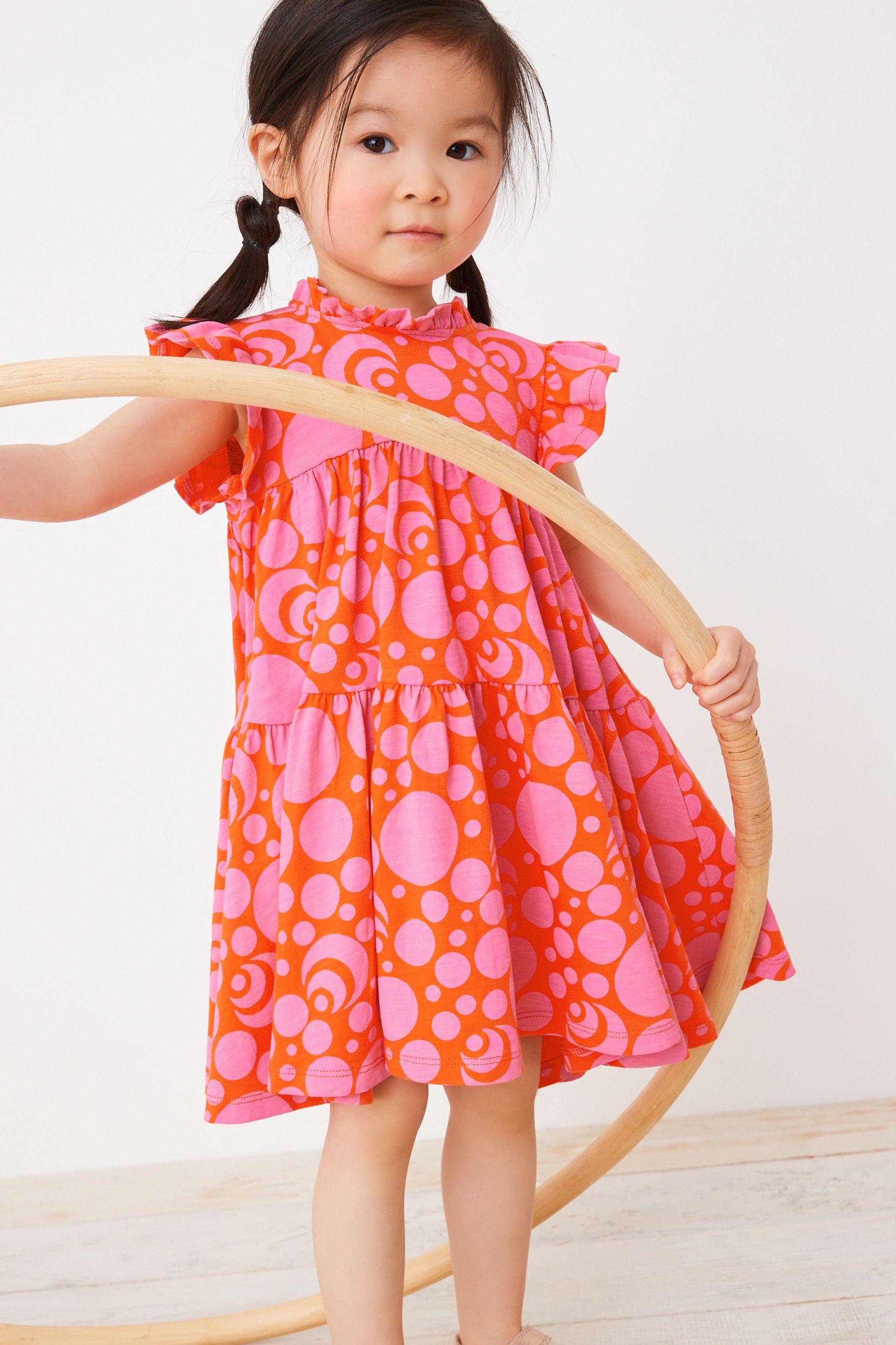 Pink/Red Optic Tiered Frill Dress (3mths-7yrs)