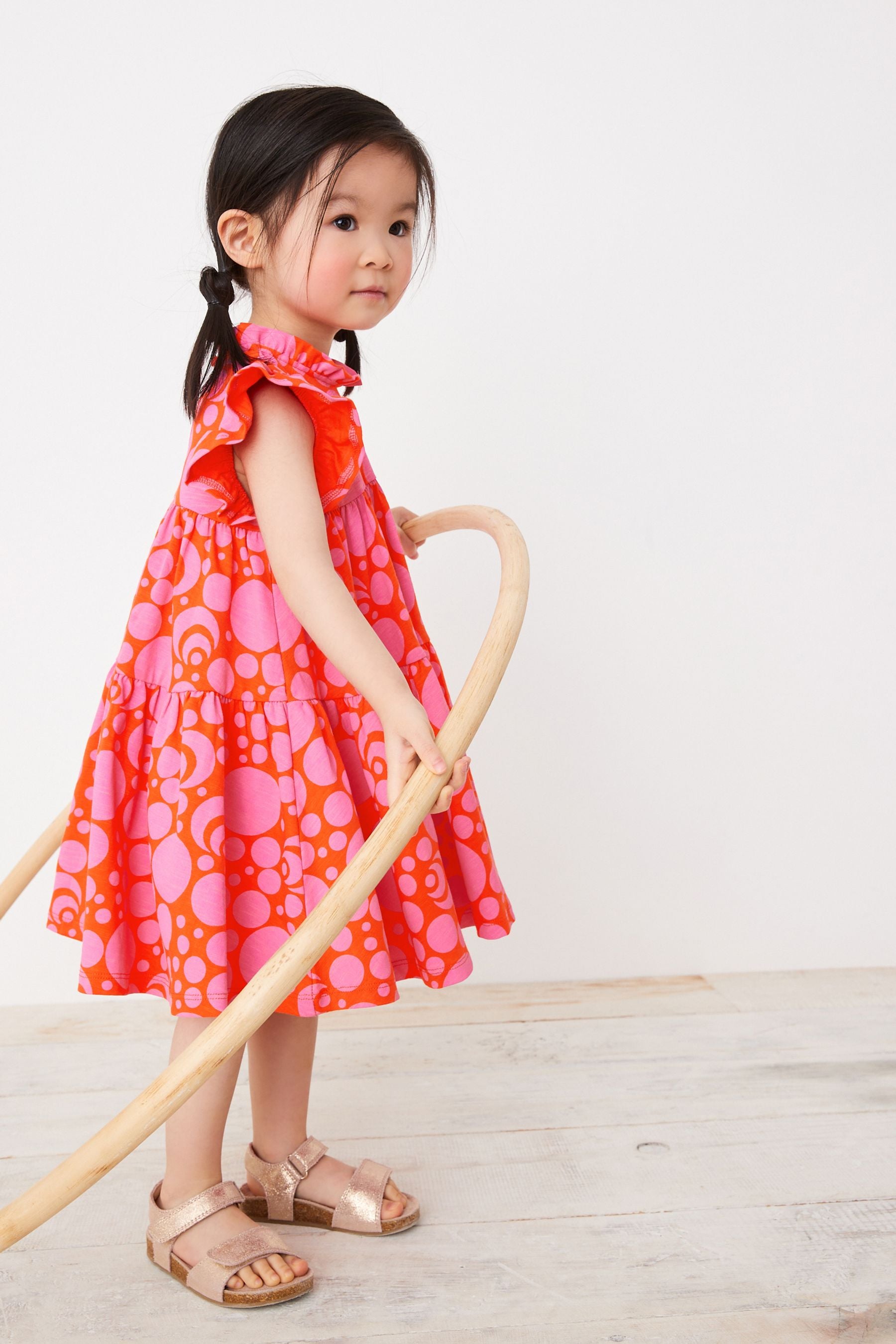 Pink/Red Optic Tiered Frill Dress (3mths-7yrs)