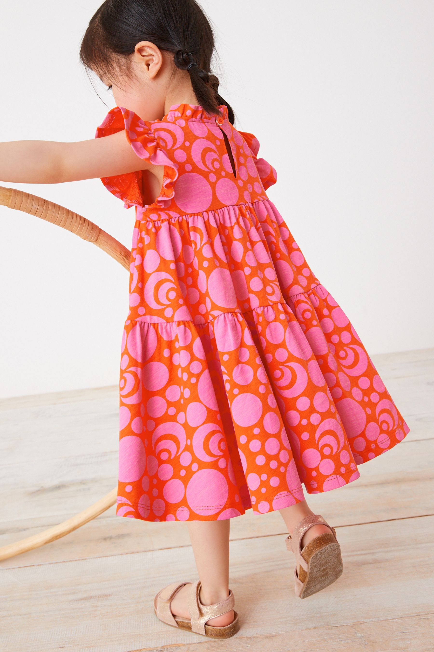 Pink/Red Optic Tiered Frill Dress (3mths-7yrs)