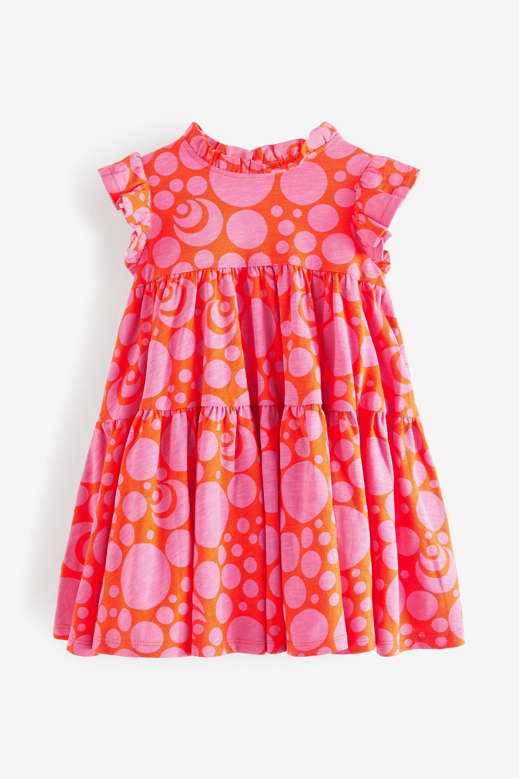 Pink/Red Optic Tiered Frill Dress (3mths-7yrs)