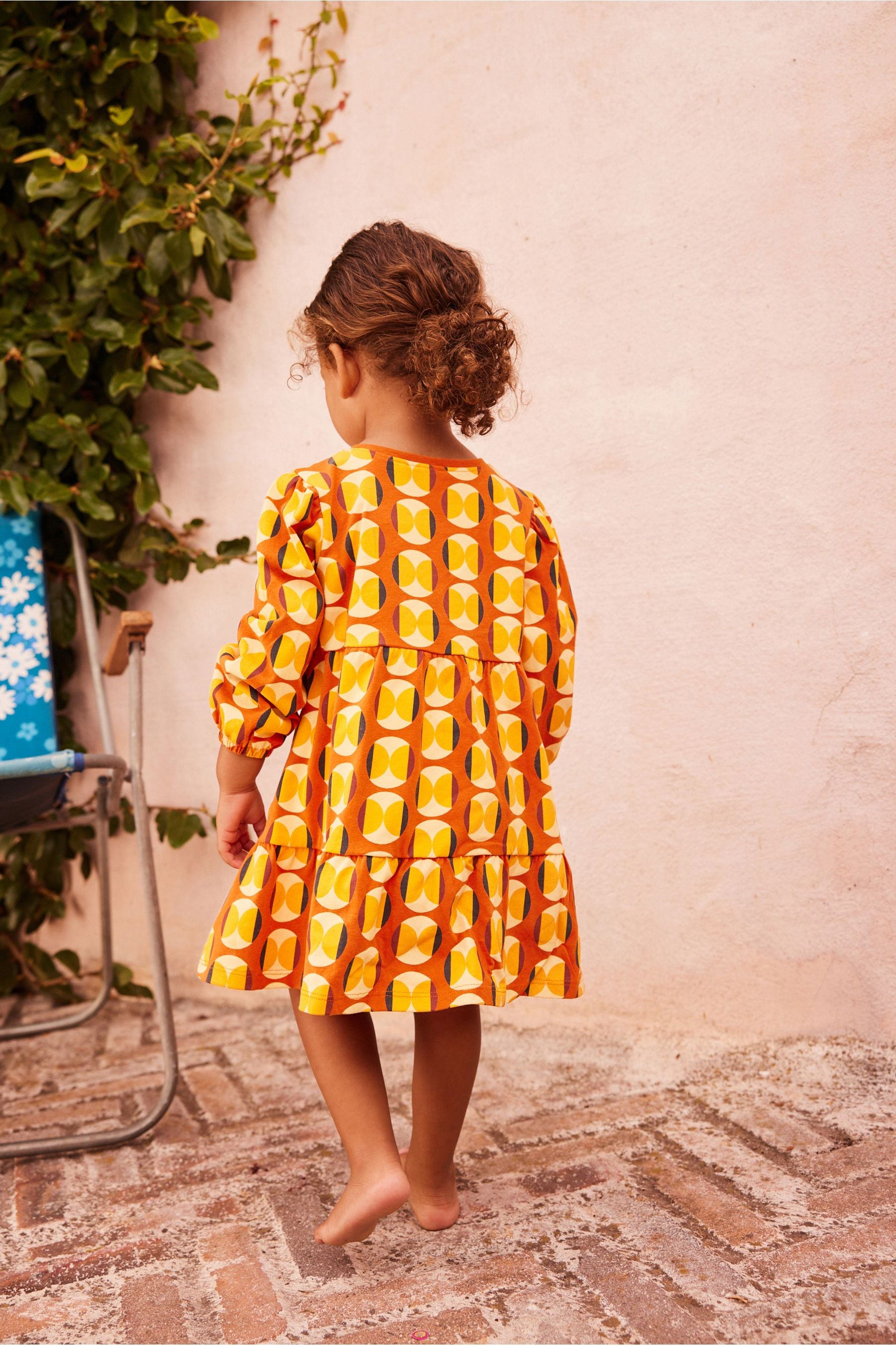 Orange Print Tiered Jersey Dress (3mths-7yrs)