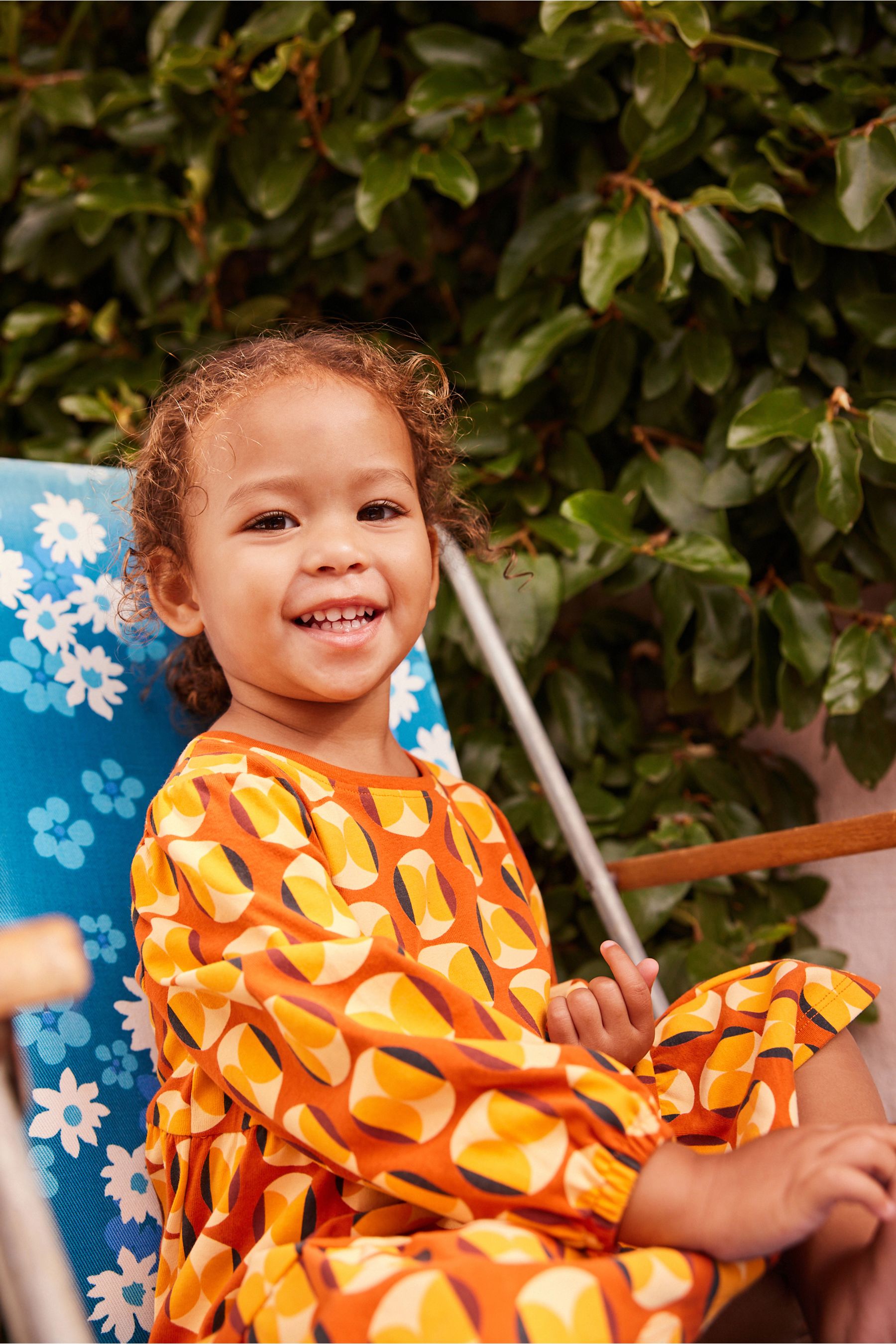 Orange Print Tiered Jersey Dress (3mths-7yrs)