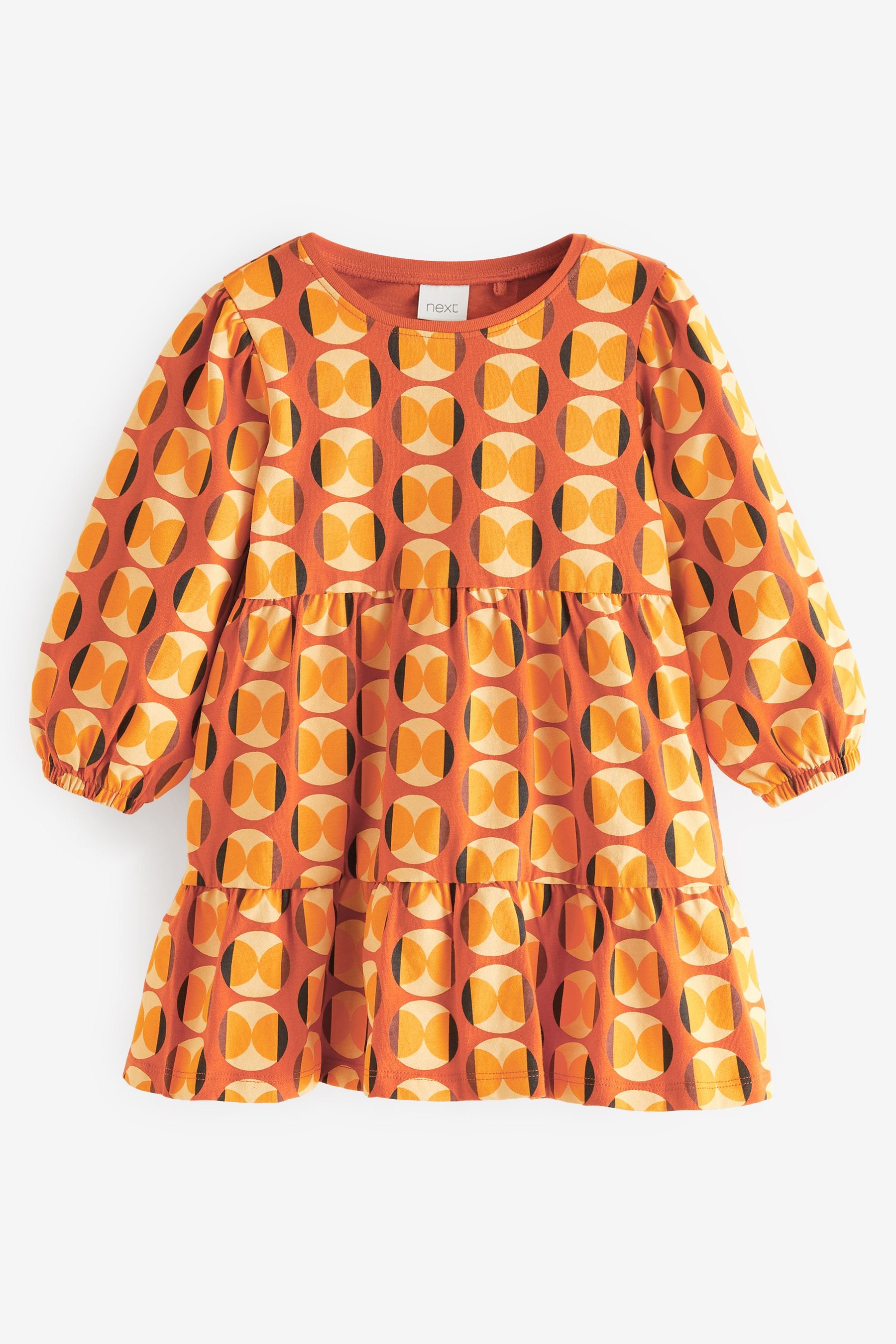 Orange Print Tiered Jersey Dress (3mths-7yrs)