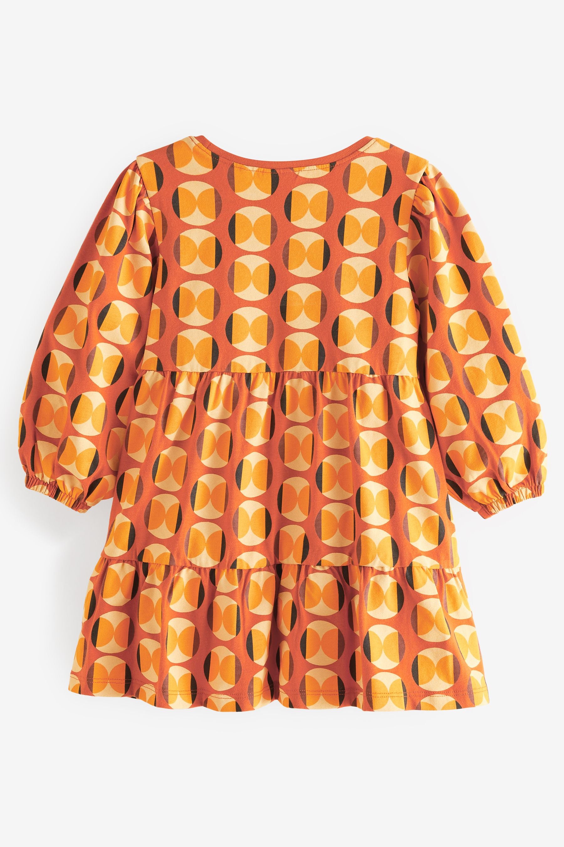 Orange Print Tiered Jersey Dress (3mths-7yrs)