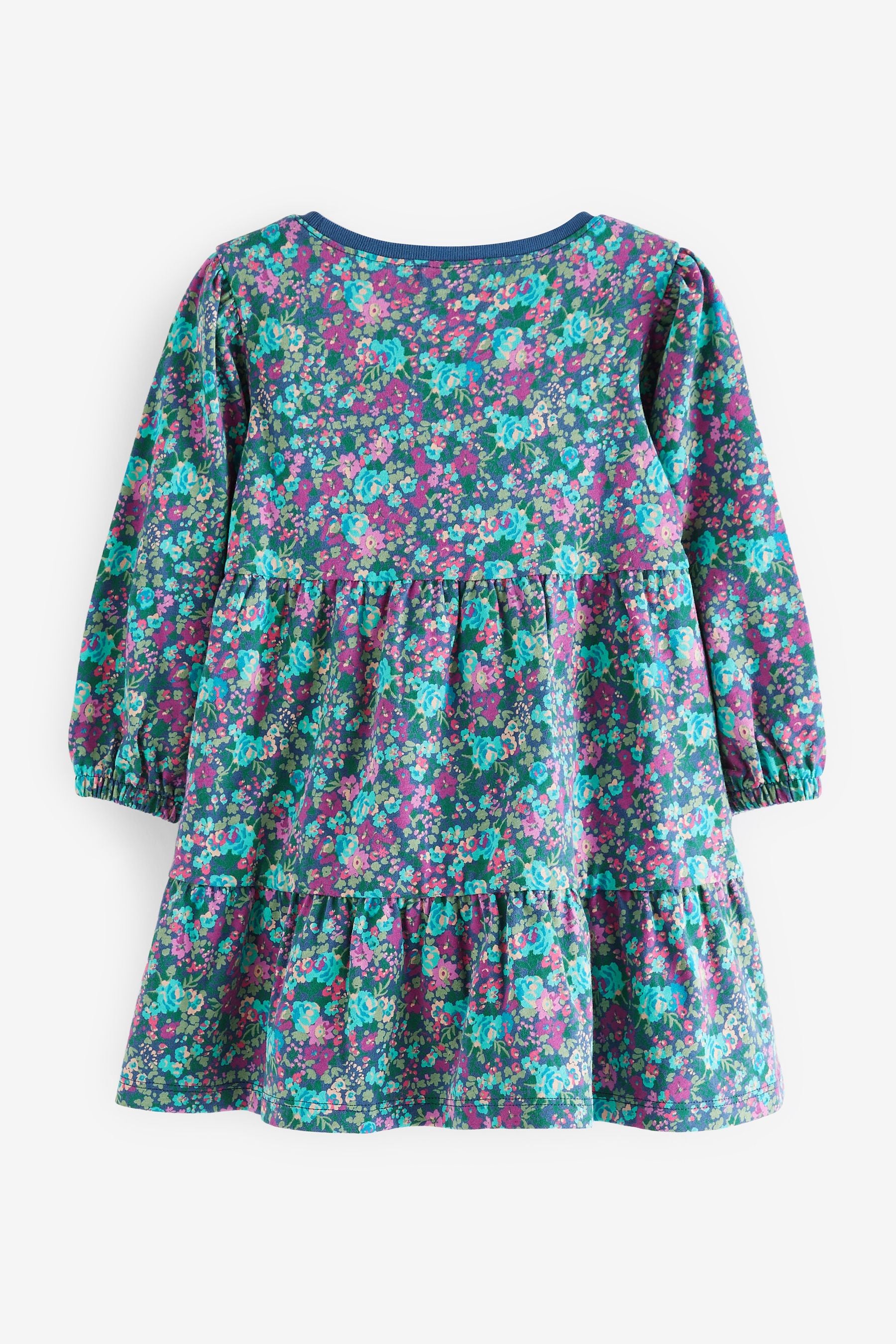 Navy Floral Tiered Jersey Dress (3mths-7yrs)