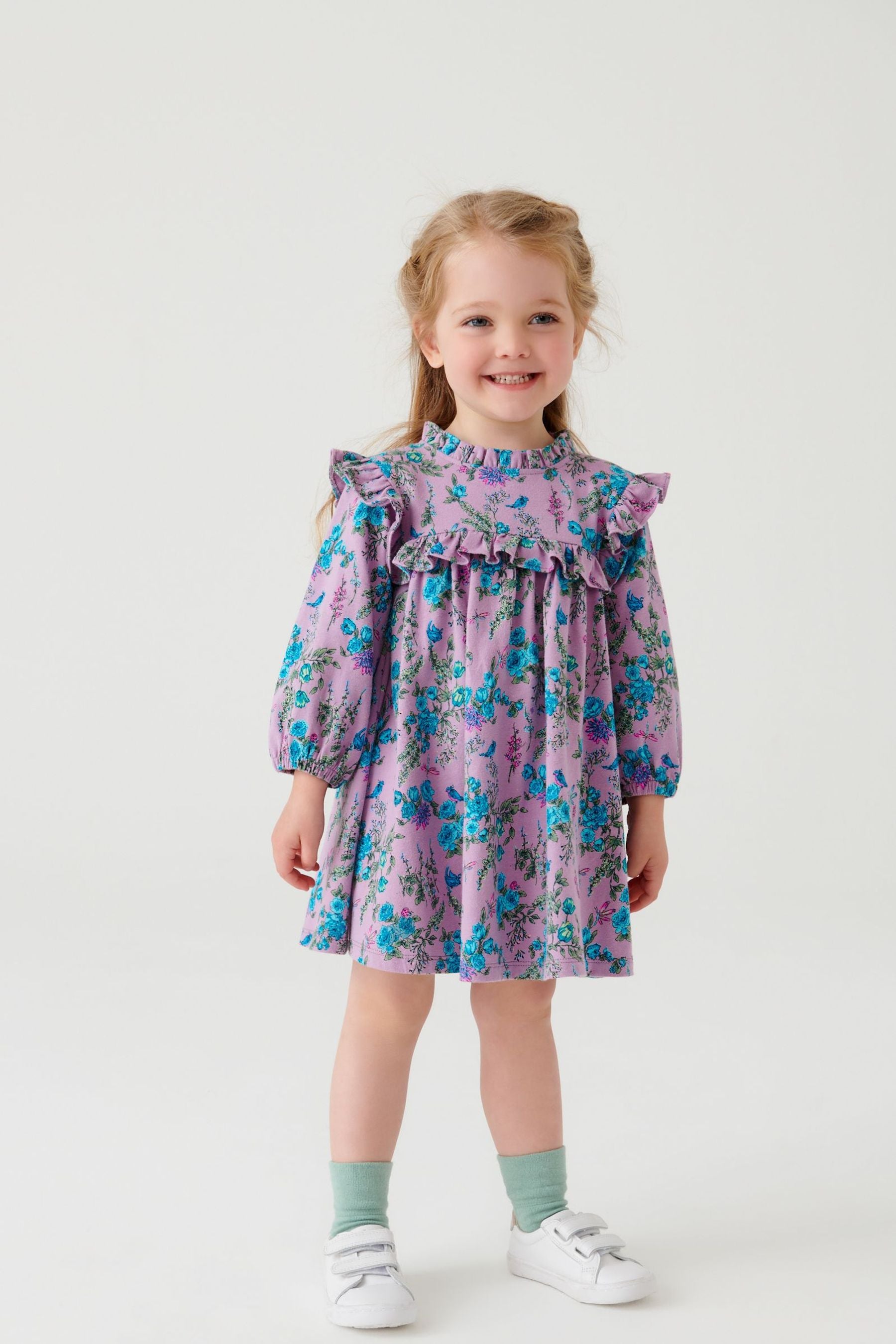 Purple Floral Ruffle Jersey Dress (3mths-7yrs)