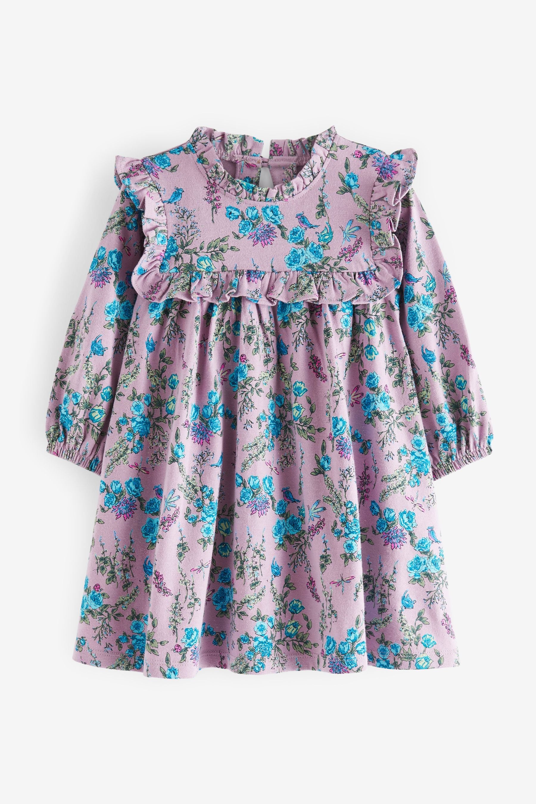 Purple Floral Ruffle Jersey Dress (3mths-7yrs)