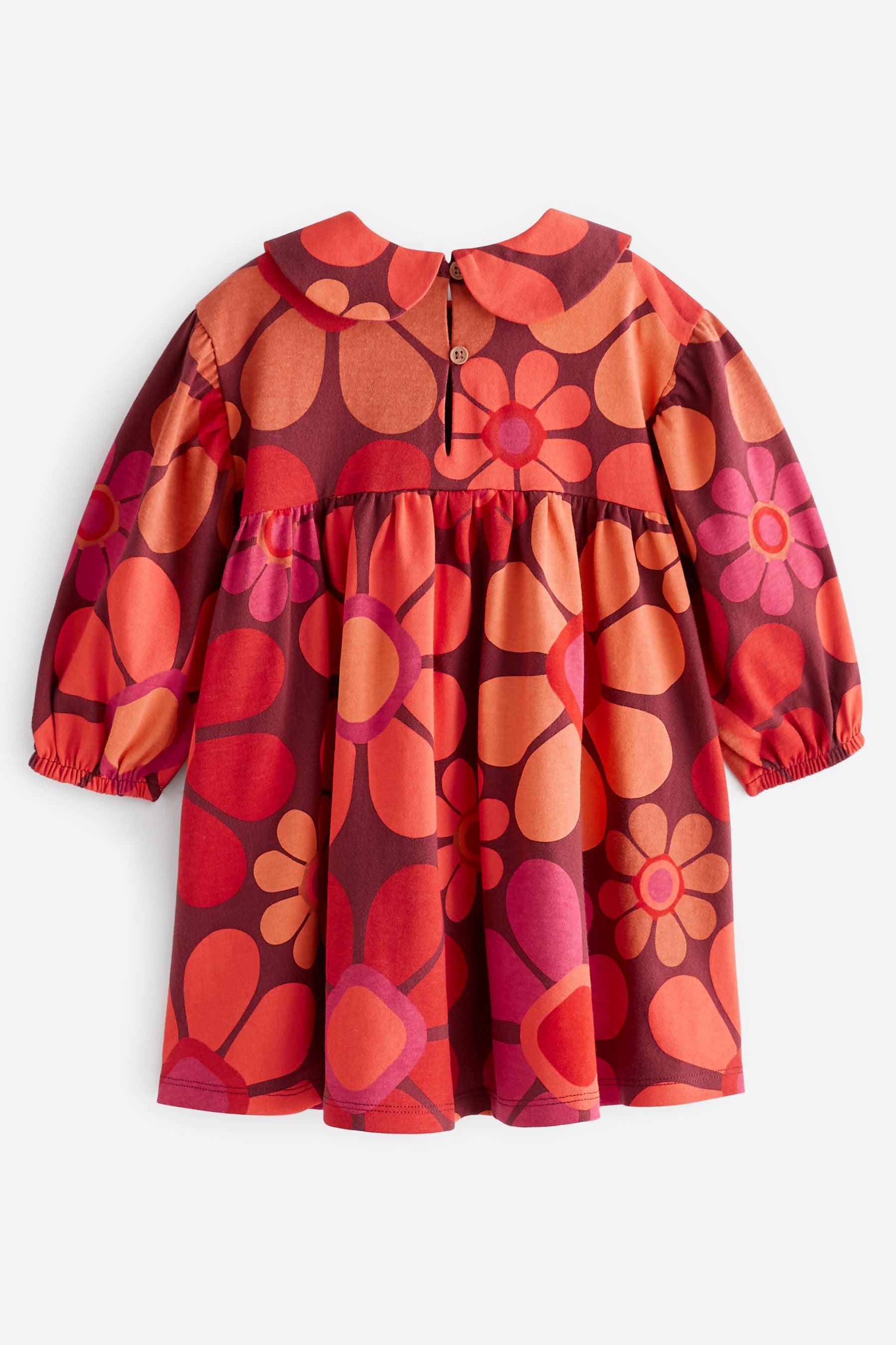 Red Orange Floral Collar Tea Dress (3mths-7yrs)