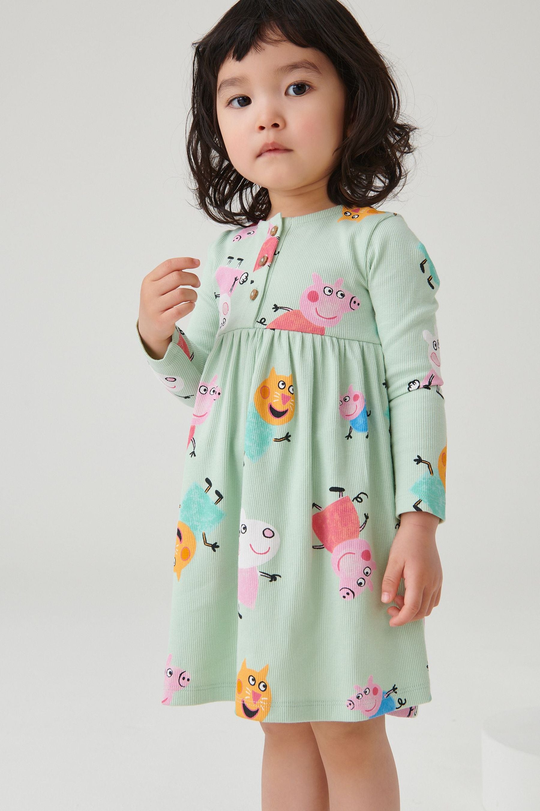 Peppa Pig Green Rib Jersey Dress (9mths-7yrs)