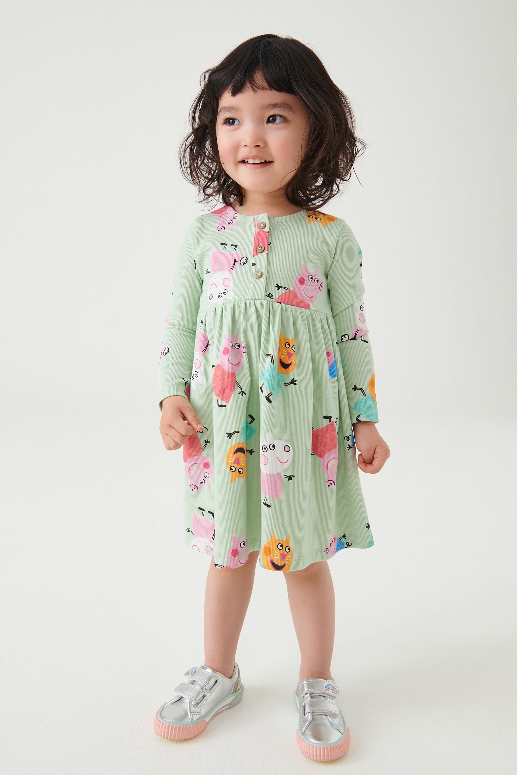 Peppa Pig Green Rib Jersey Dress (9mths-7yrs)