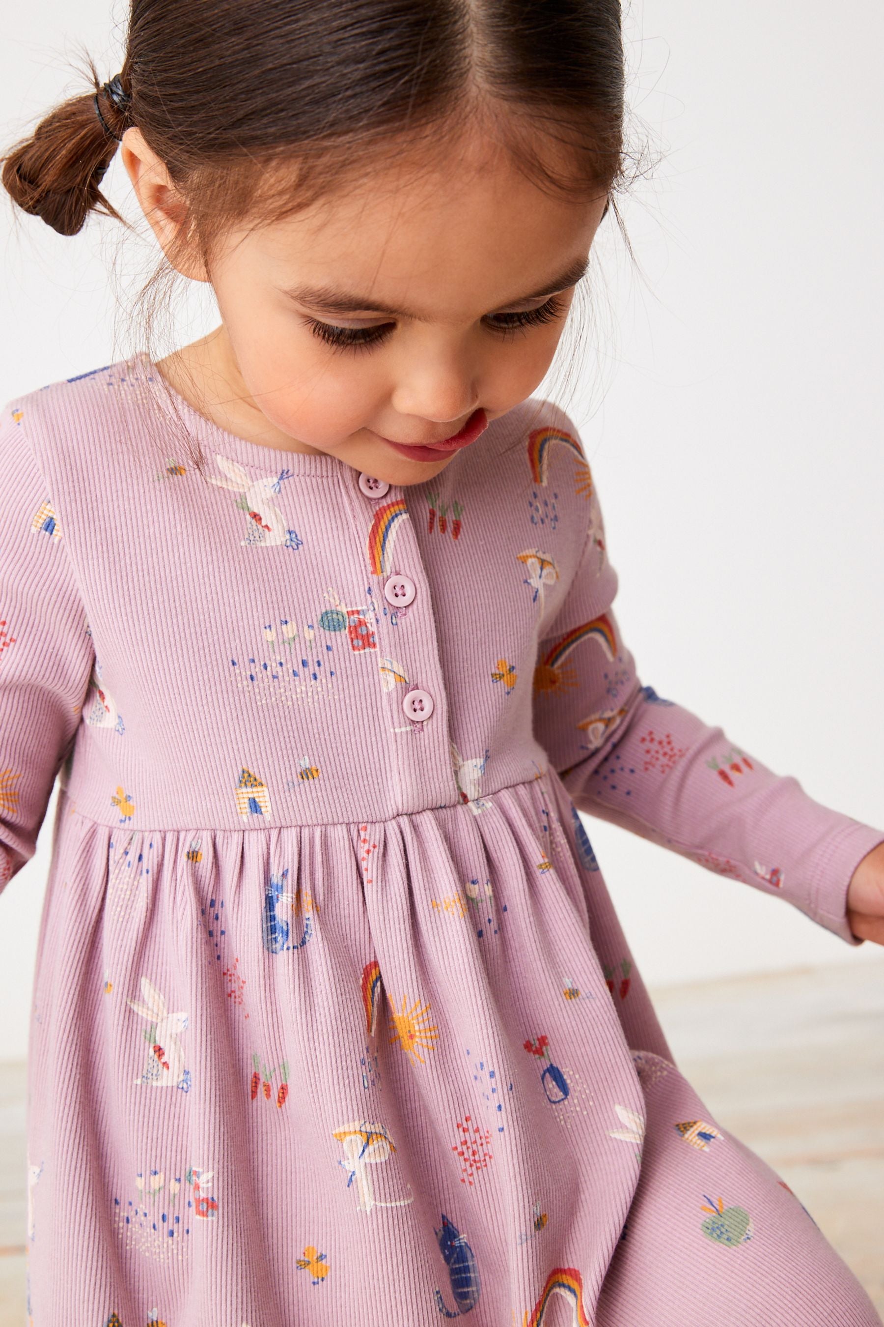 Lilac Purple Character Rib Jersey Dress (3mths-7yrs)