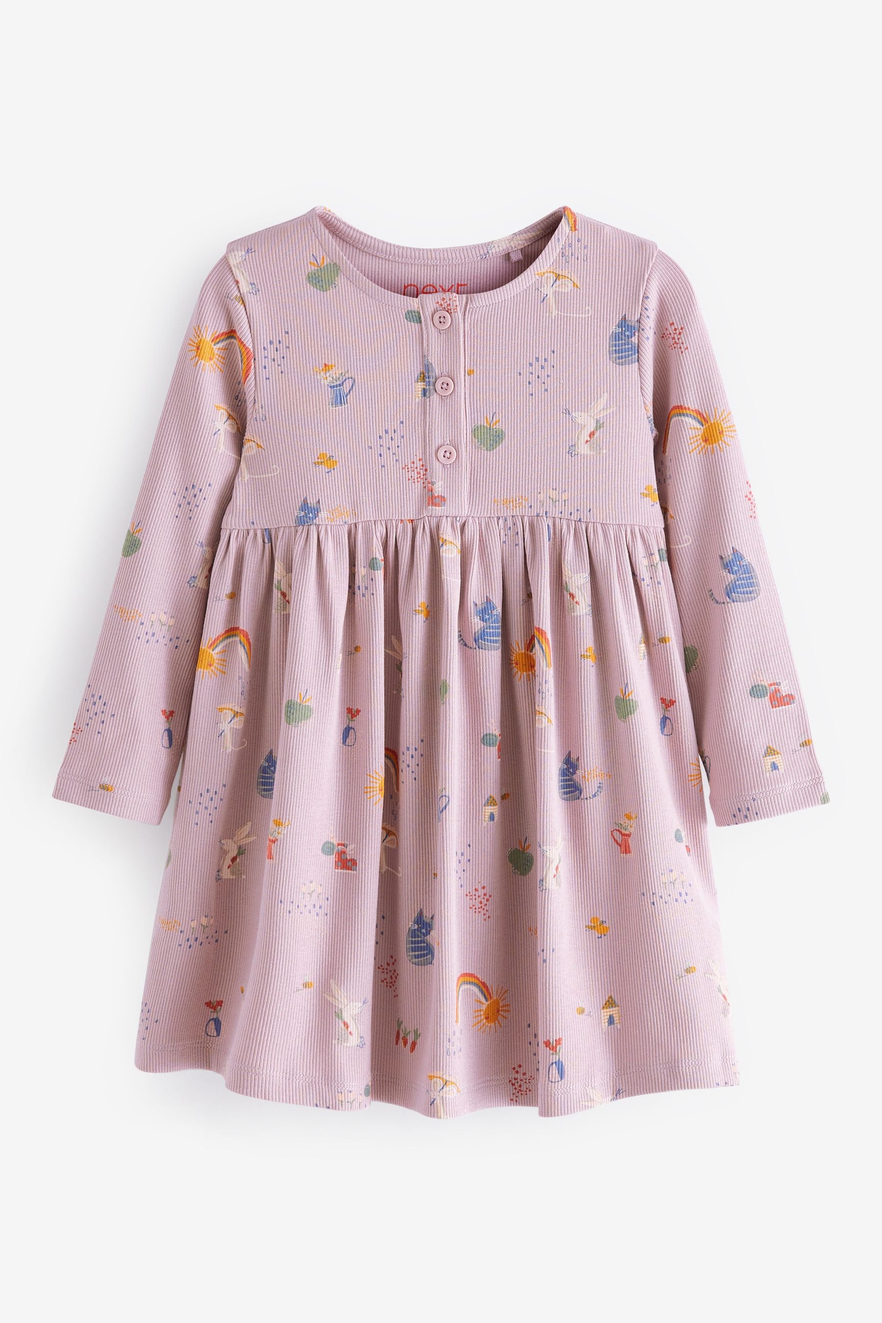 Lilac Purple Character Rib Jersey Dress (3mths-7yrs)