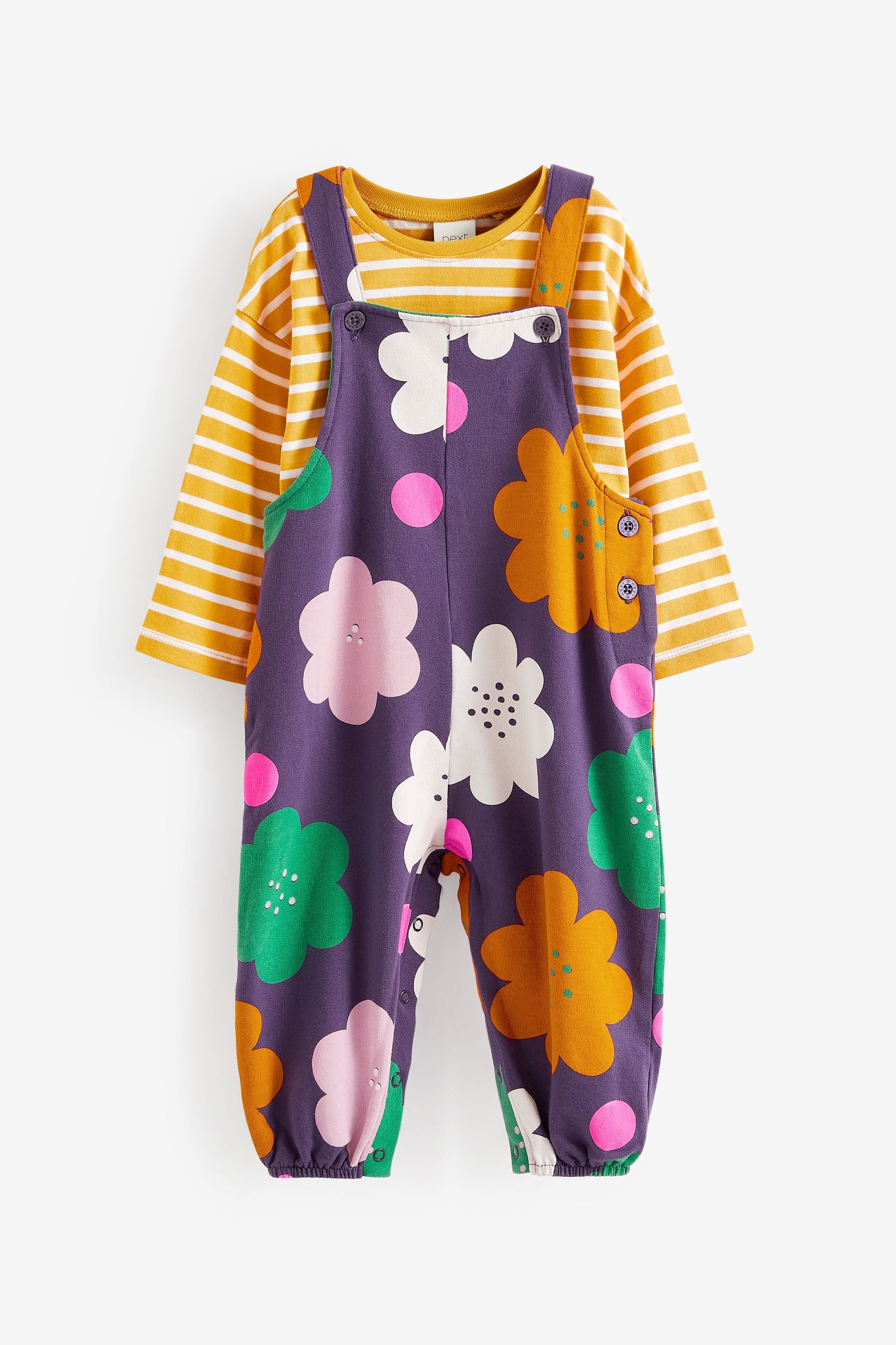 Bright Printed Dungaree And T-Shirt Set (3mths-7yrs)