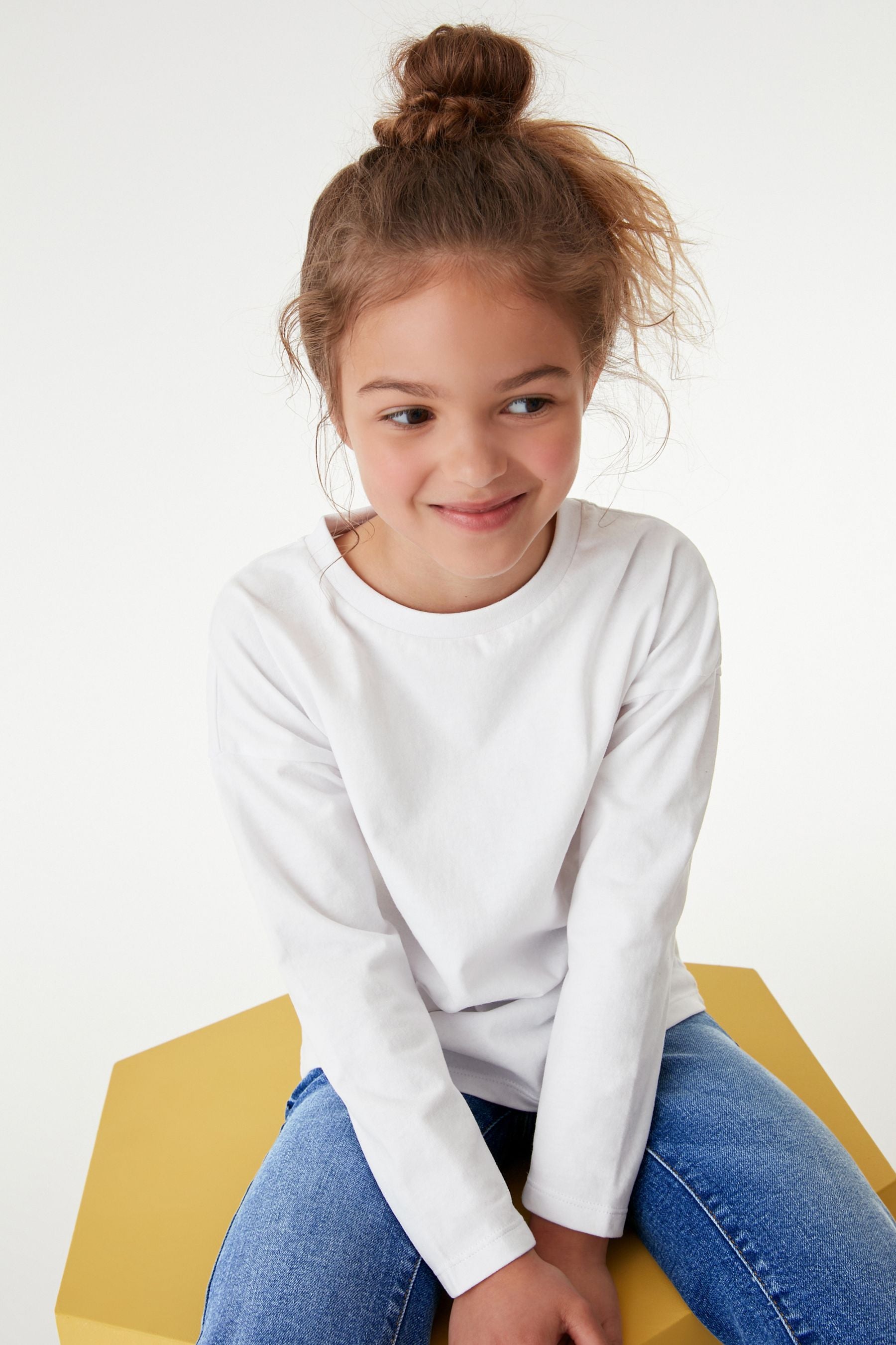 White Basic Long Sleeve T-Shirt (3-16yrs)