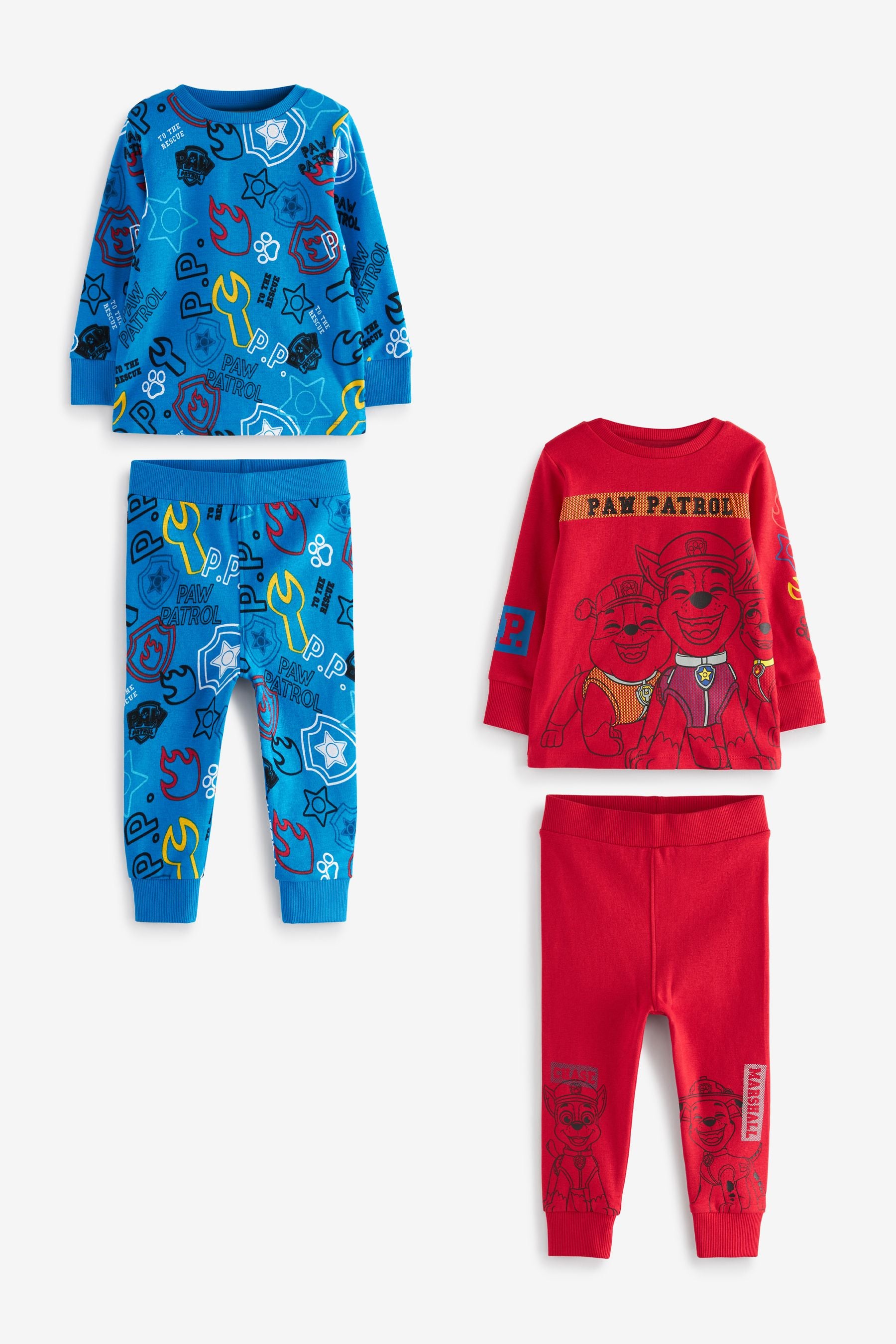 PAW Patrol Red/Blue 2 Pack Pyjamas (9mths-8yrs)