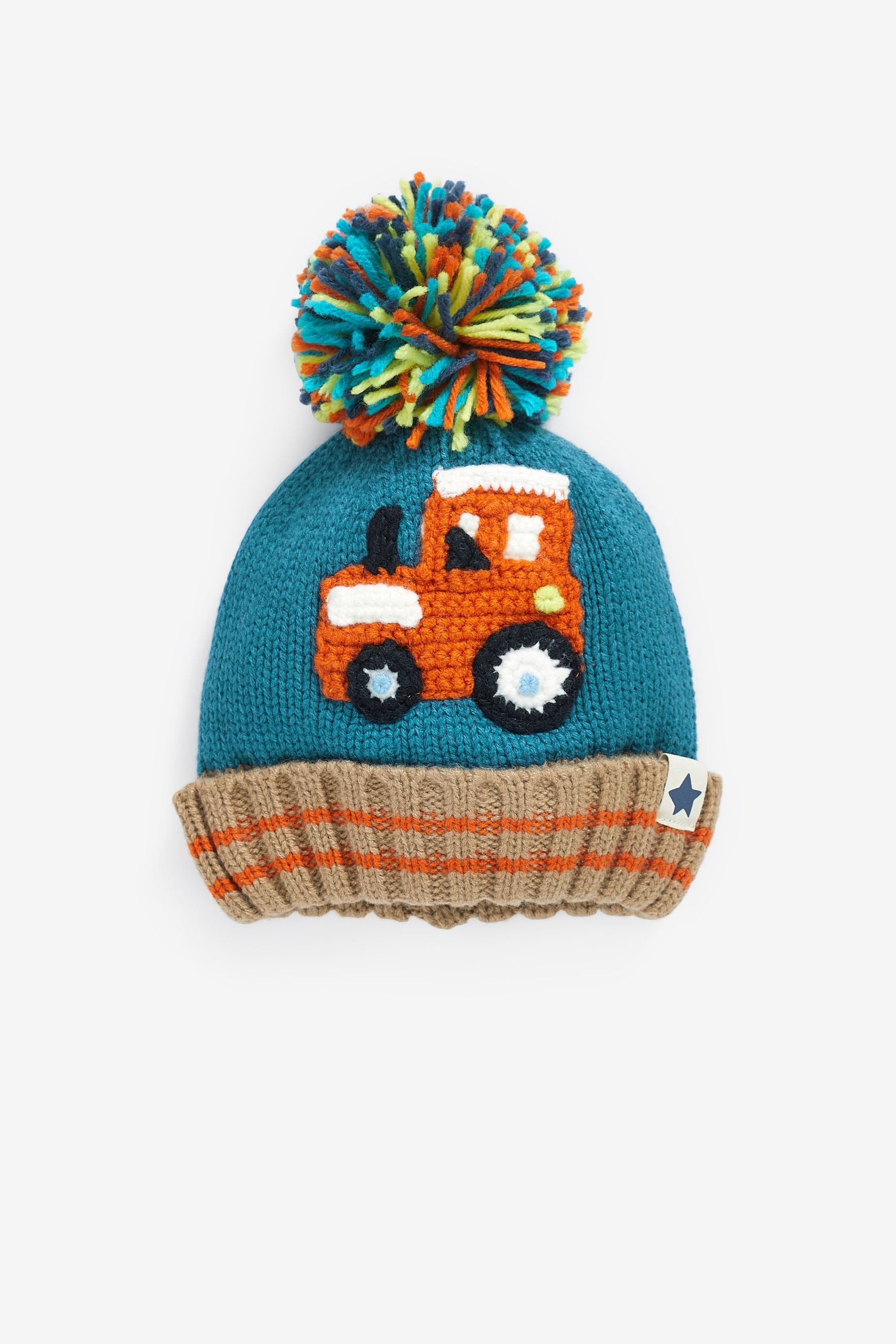 Teal Tractor Hat And Mittens Set (3mths-10yrs)