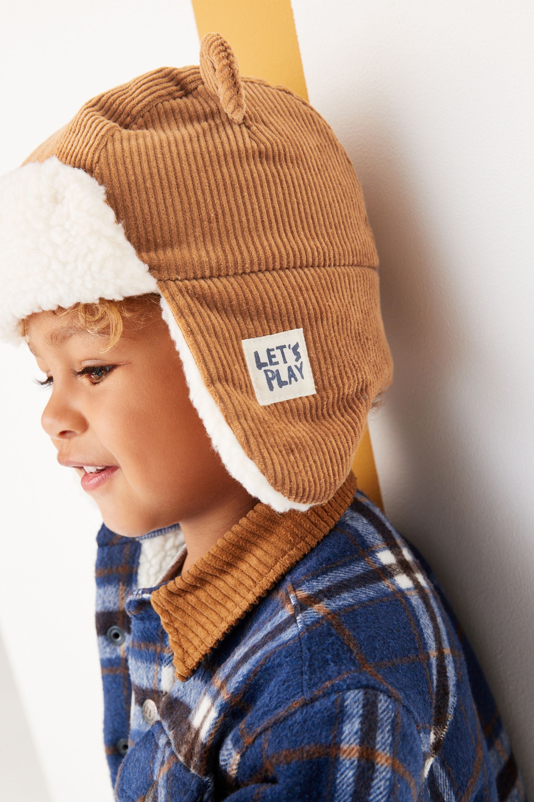 Neutral Cord Bear Trapper Hat (3mths-13yrs)