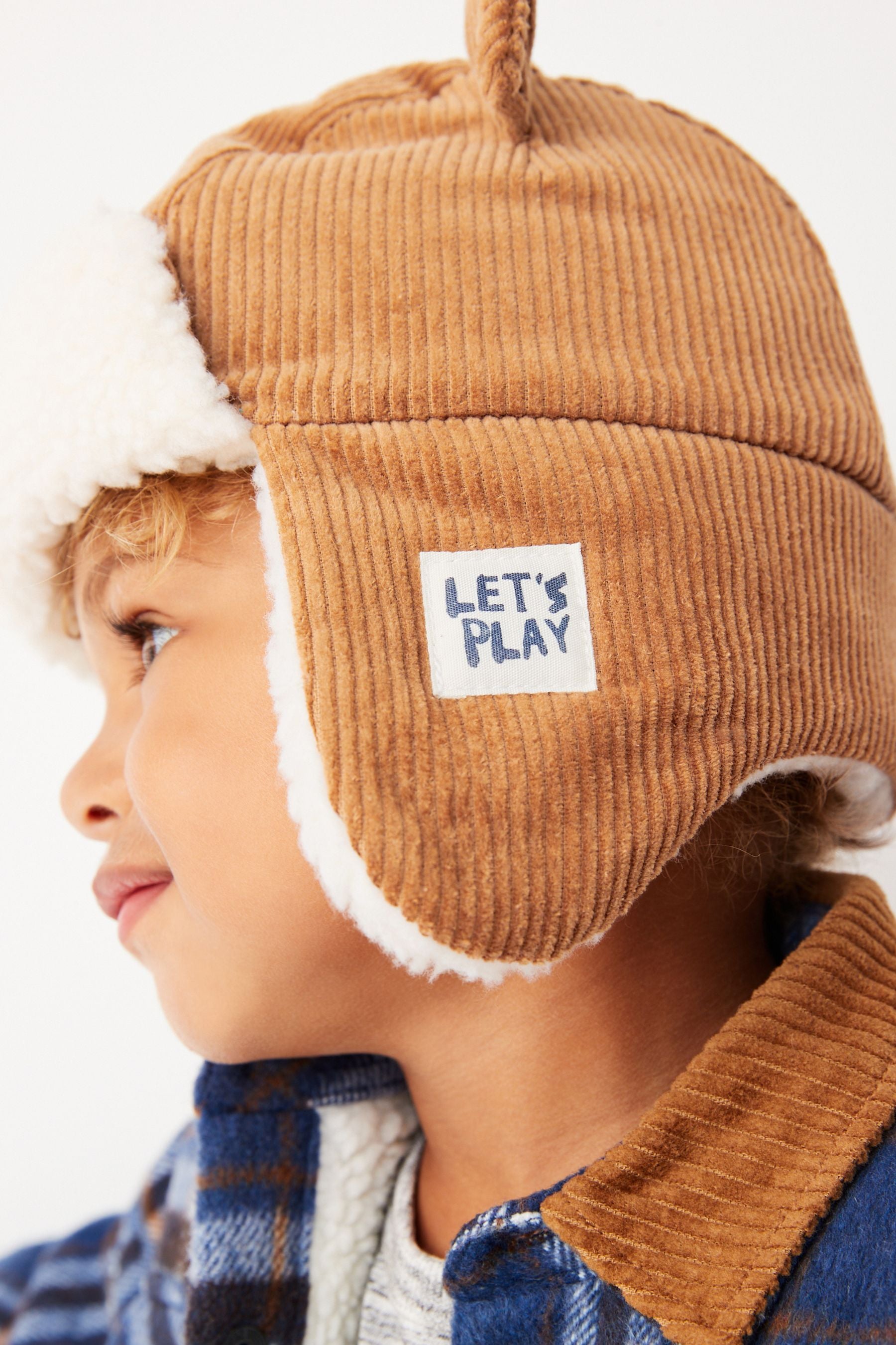 Neutral Cord Bear Trapper Hat (3mths-13yrs)