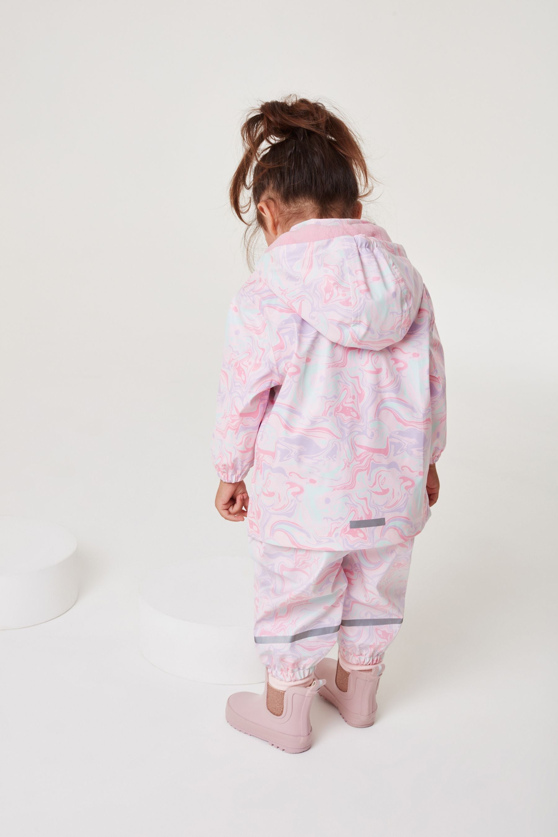 Pink Marble print Waterproof Dungaree Puddlesuit (3mths-7yrs)