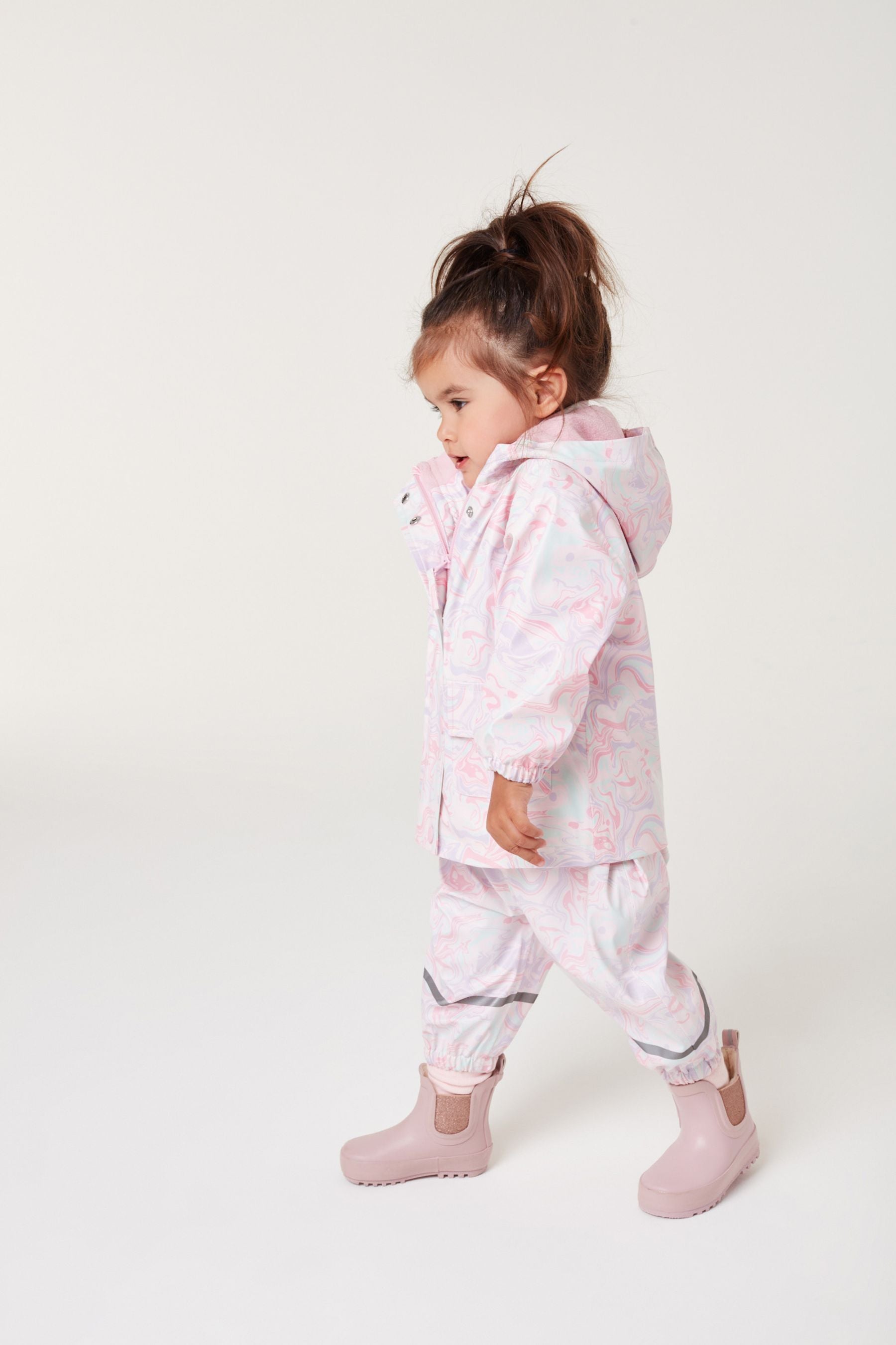 Pink Marble print Waterproof Dungaree Puddlesuit (3mths-7yrs)