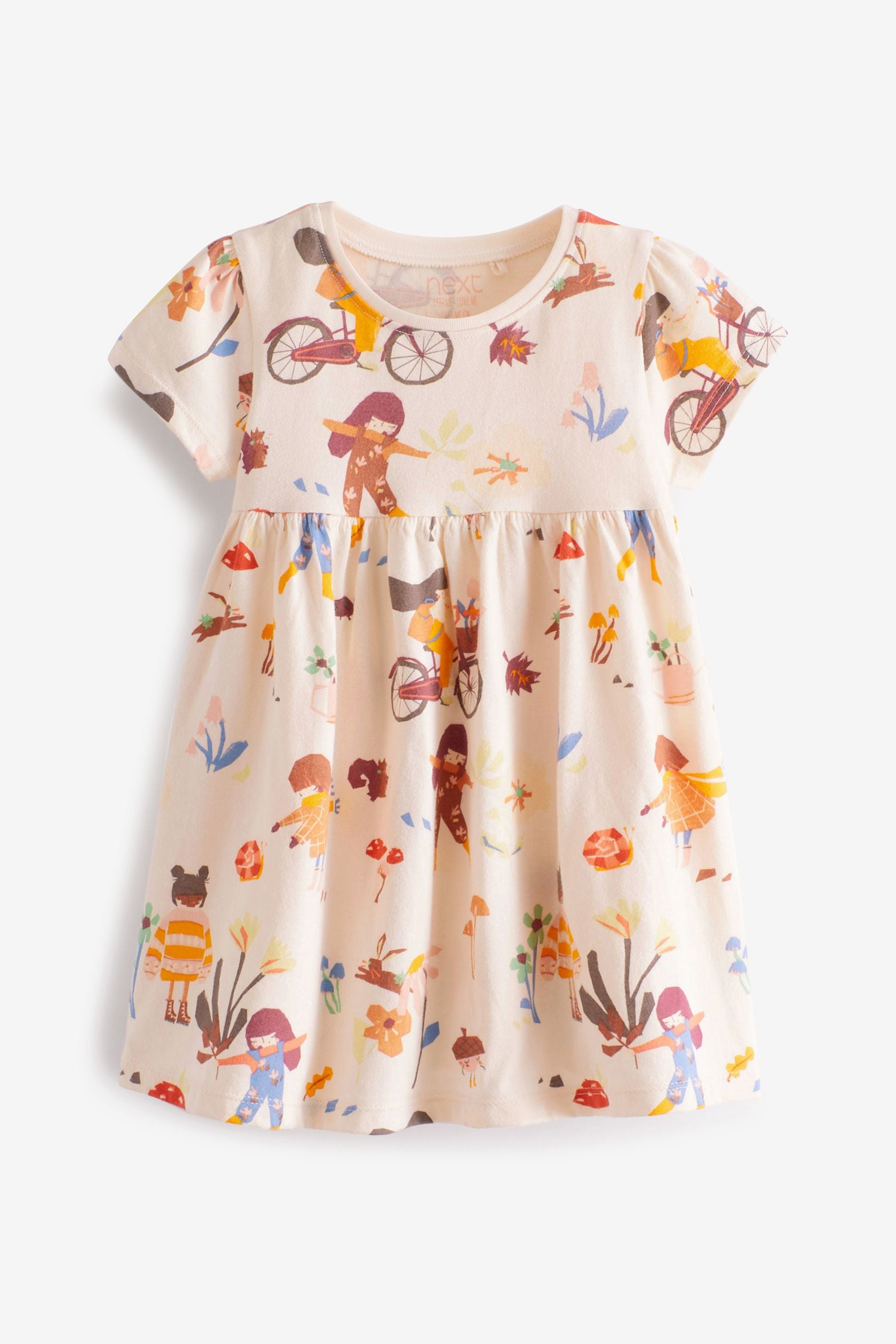 Cream Girl Character Short Sleeve Jersey Dress (3mths-7yrs)