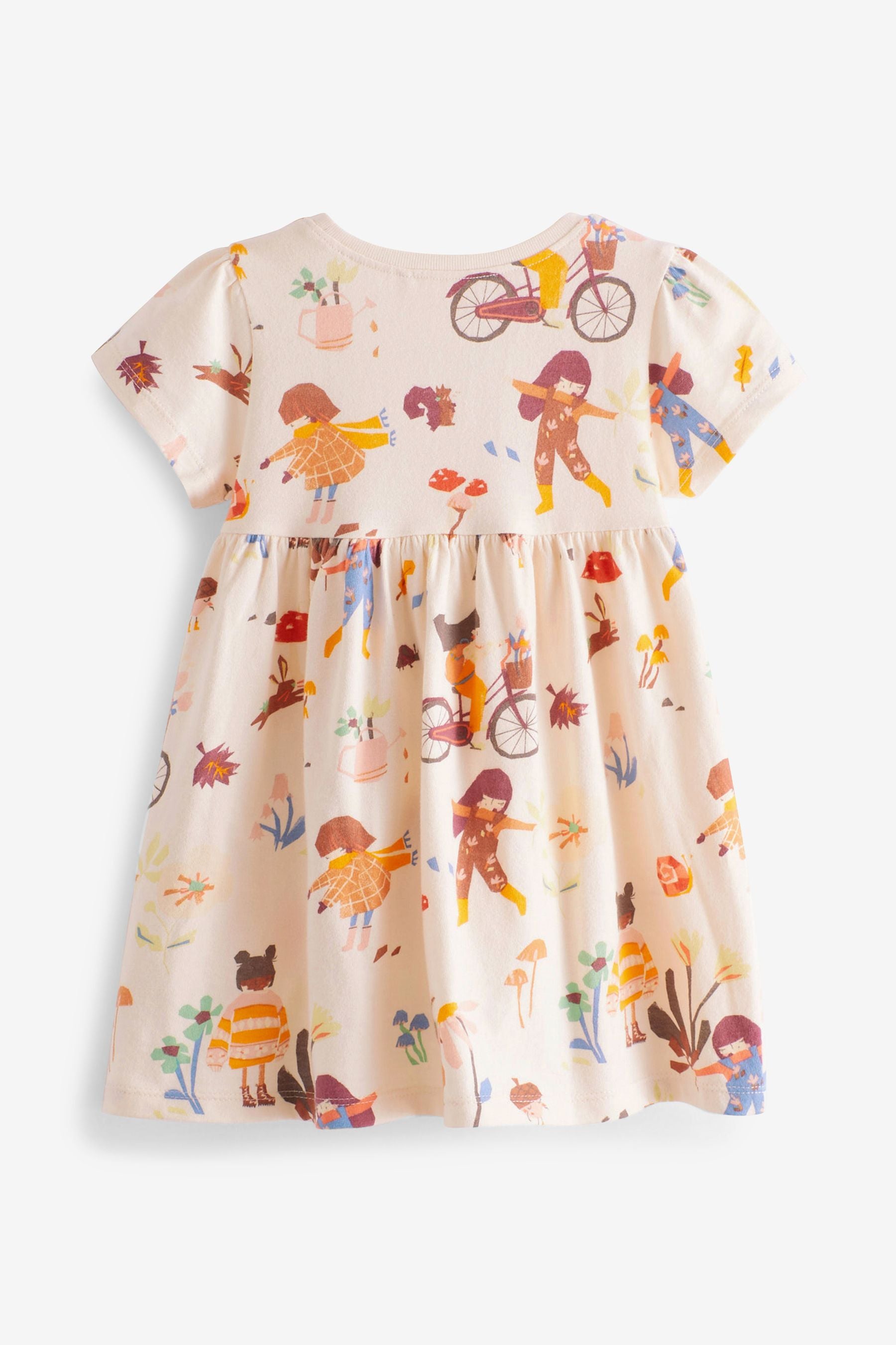 Cream Girl Character Short Sleeve Jersey Dress (3mths-7yrs)