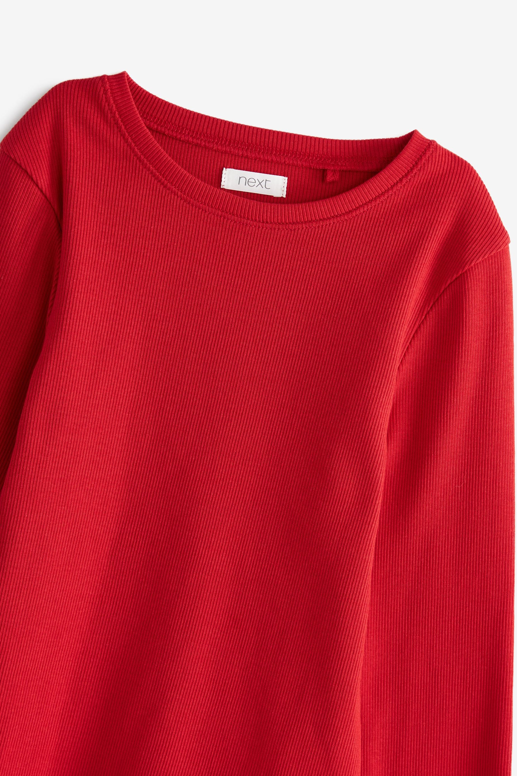 Red Orange Long Sleeve Ribbed Top (3-16yrs)