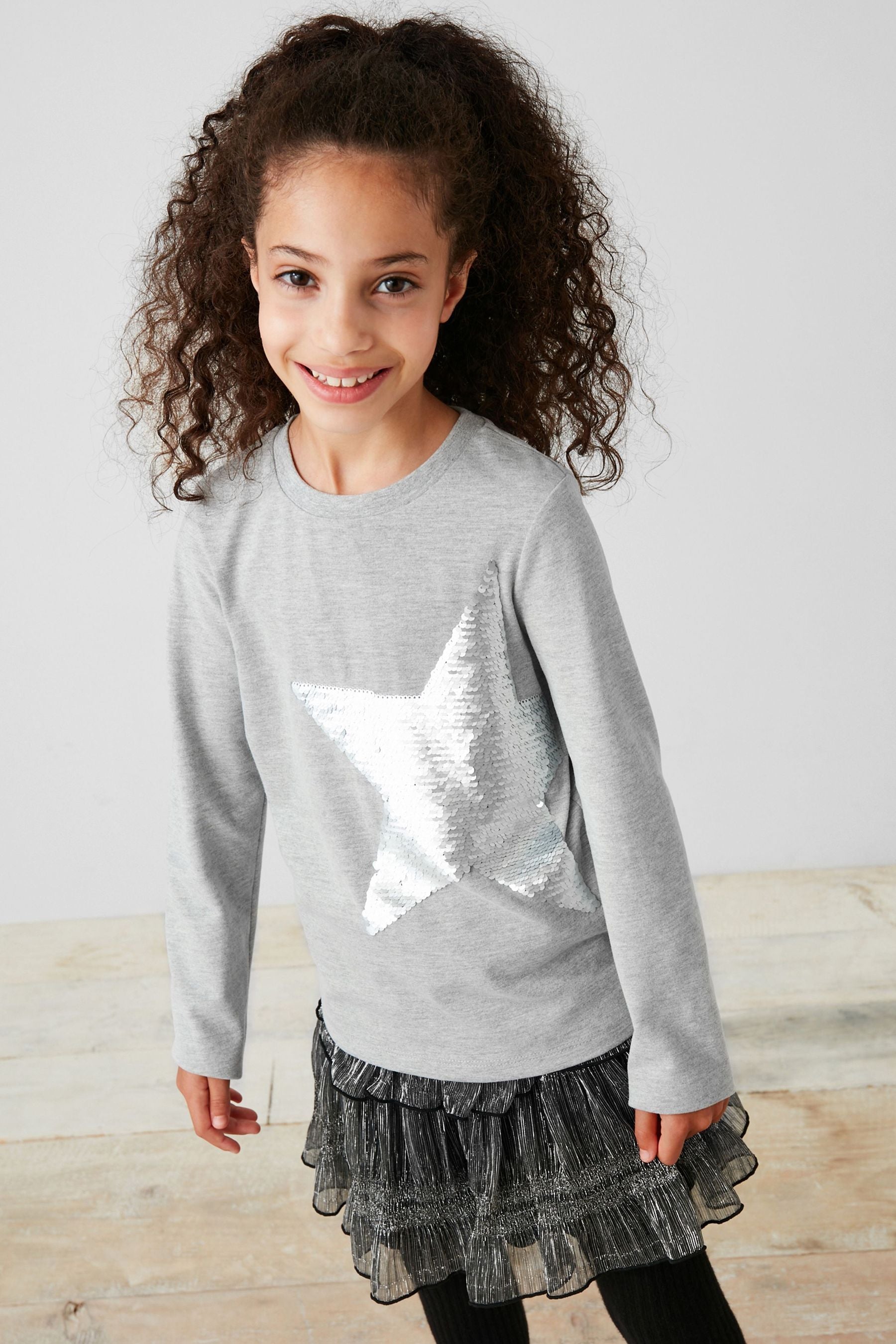 Grey Star Nxt Long Sleeve Sequin T-Shirt (3-16yrs)