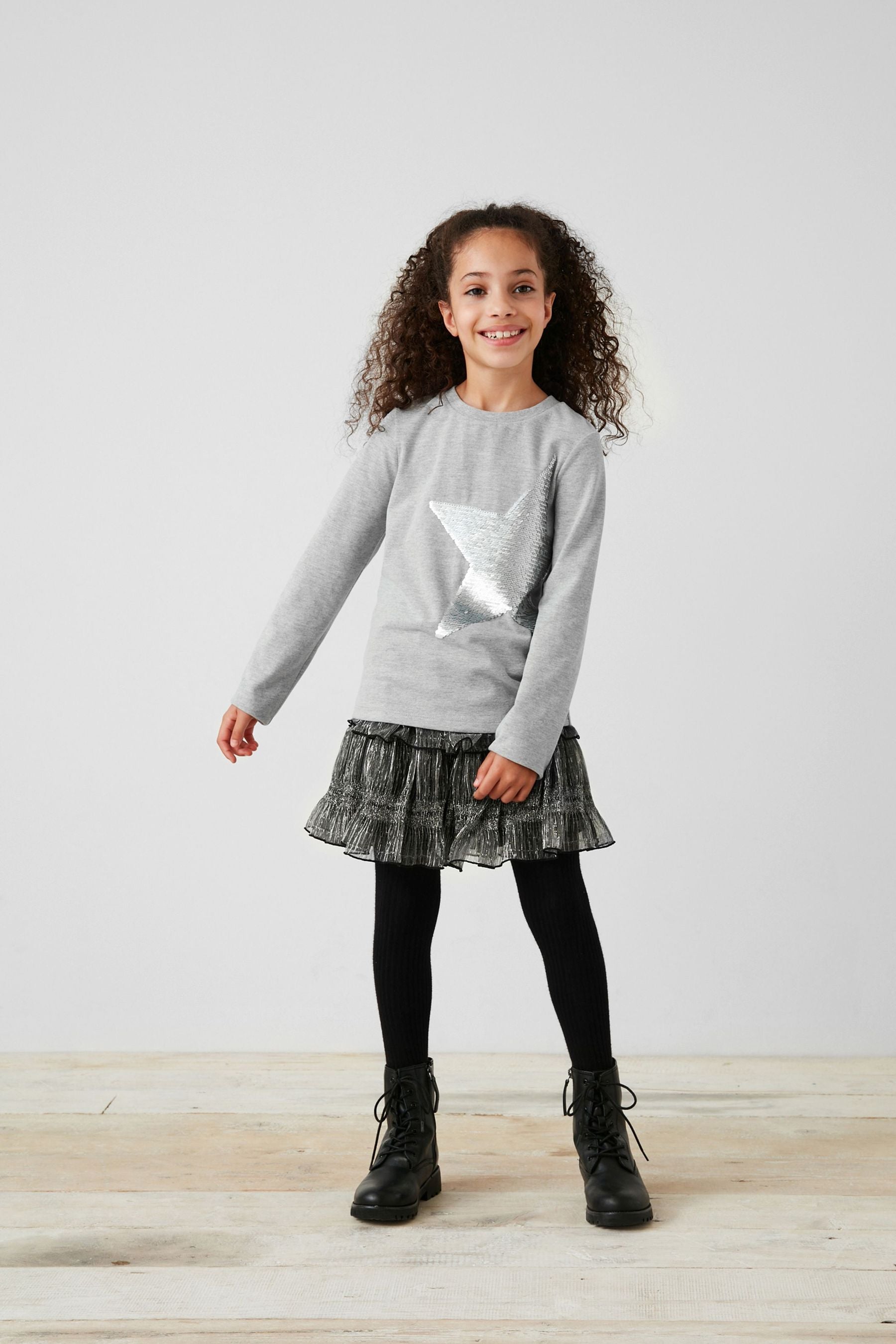 Grey Star Nxt Long Sleeve Sequin T-Shirt (3-16yrs)